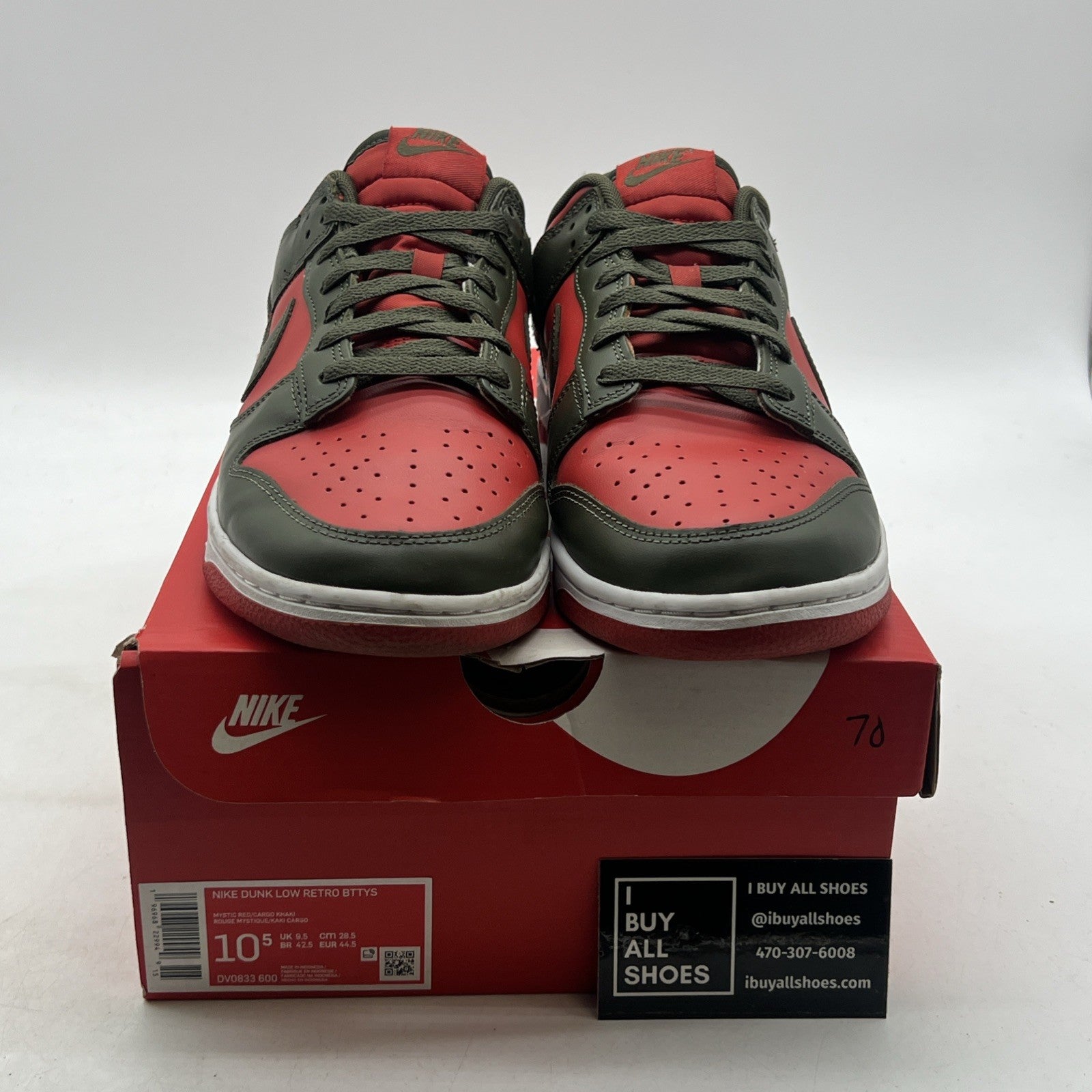Size 10.5 - Nike Dunk Low Cargo Khaki Mystic Red (DV0833-600)