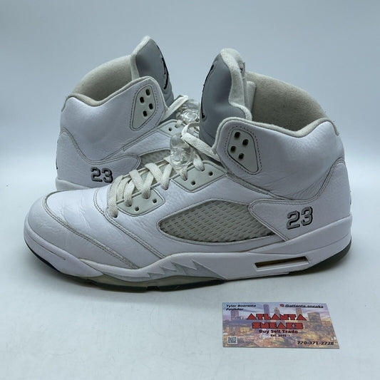 Size 13 - Air Jordan 5 Retro 2015 Metallic White Black Leather (136027-130)