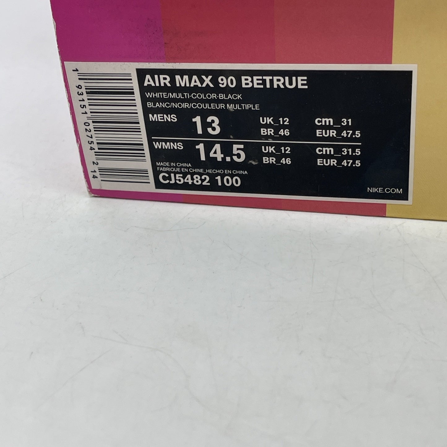 Size 13 - Nike Air Max 90 Be True (CJ5482-100)