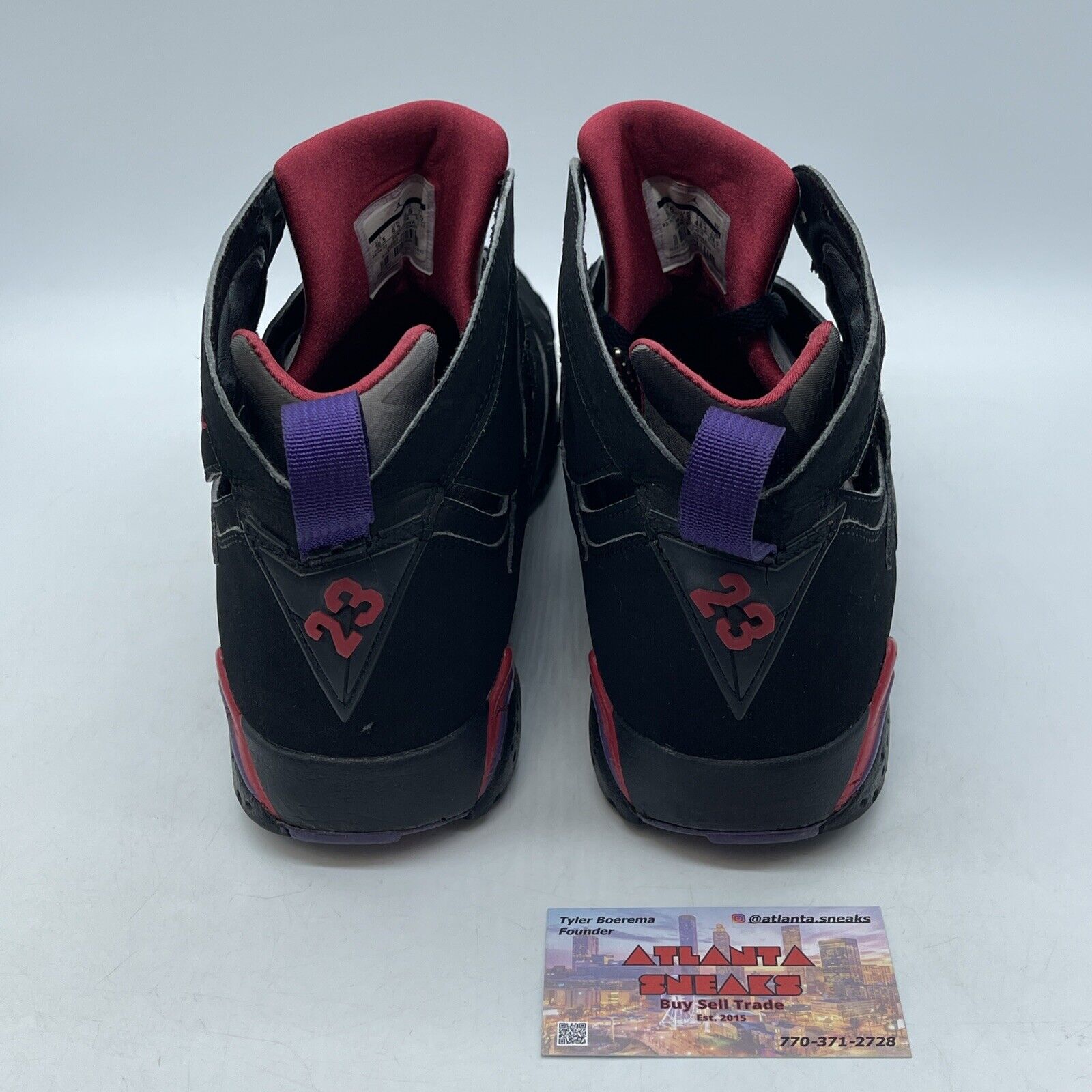 Size 10.5 - Air Jordan 7 Retro 2012 Raptor Black Red Purple (304775-018)