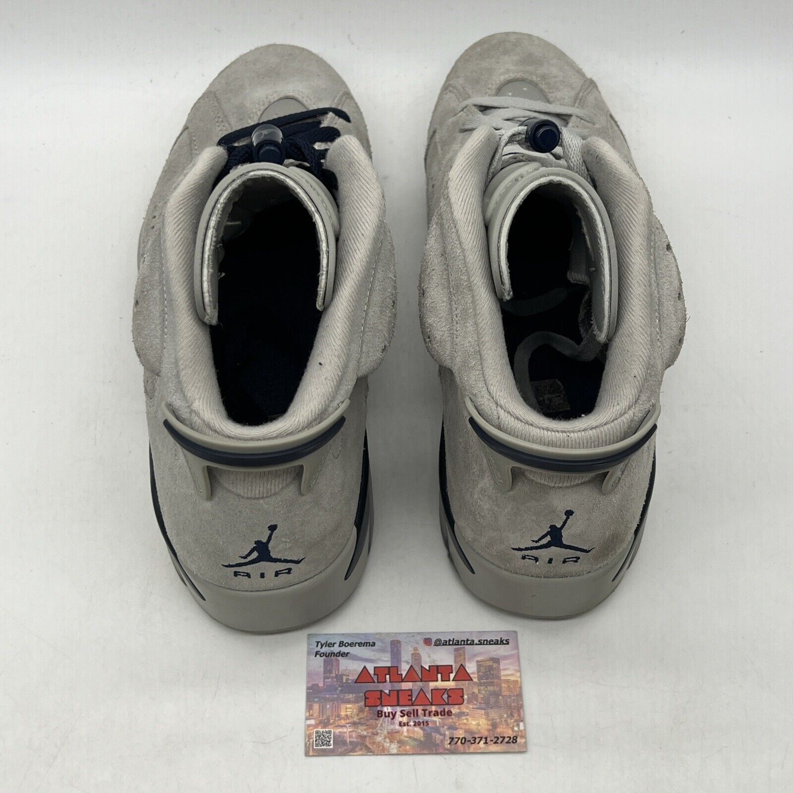 Size 12 - Jordan 6 Retro Mid Georgetown Grey Navy Suede (554724-025)