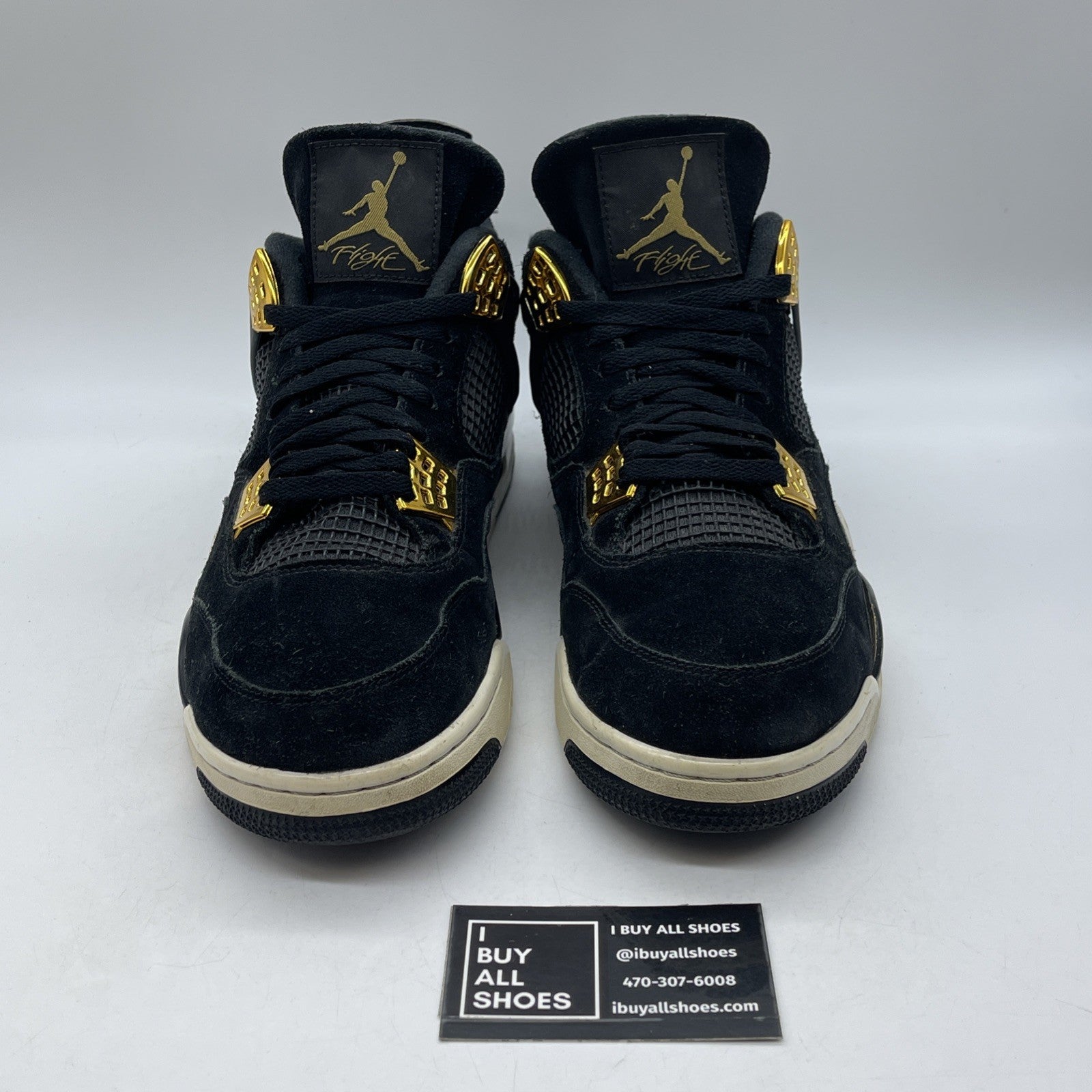 Size 13 - Air Jordan 4 Retro Royalty 2017 Black Gold Suede (308497-032)