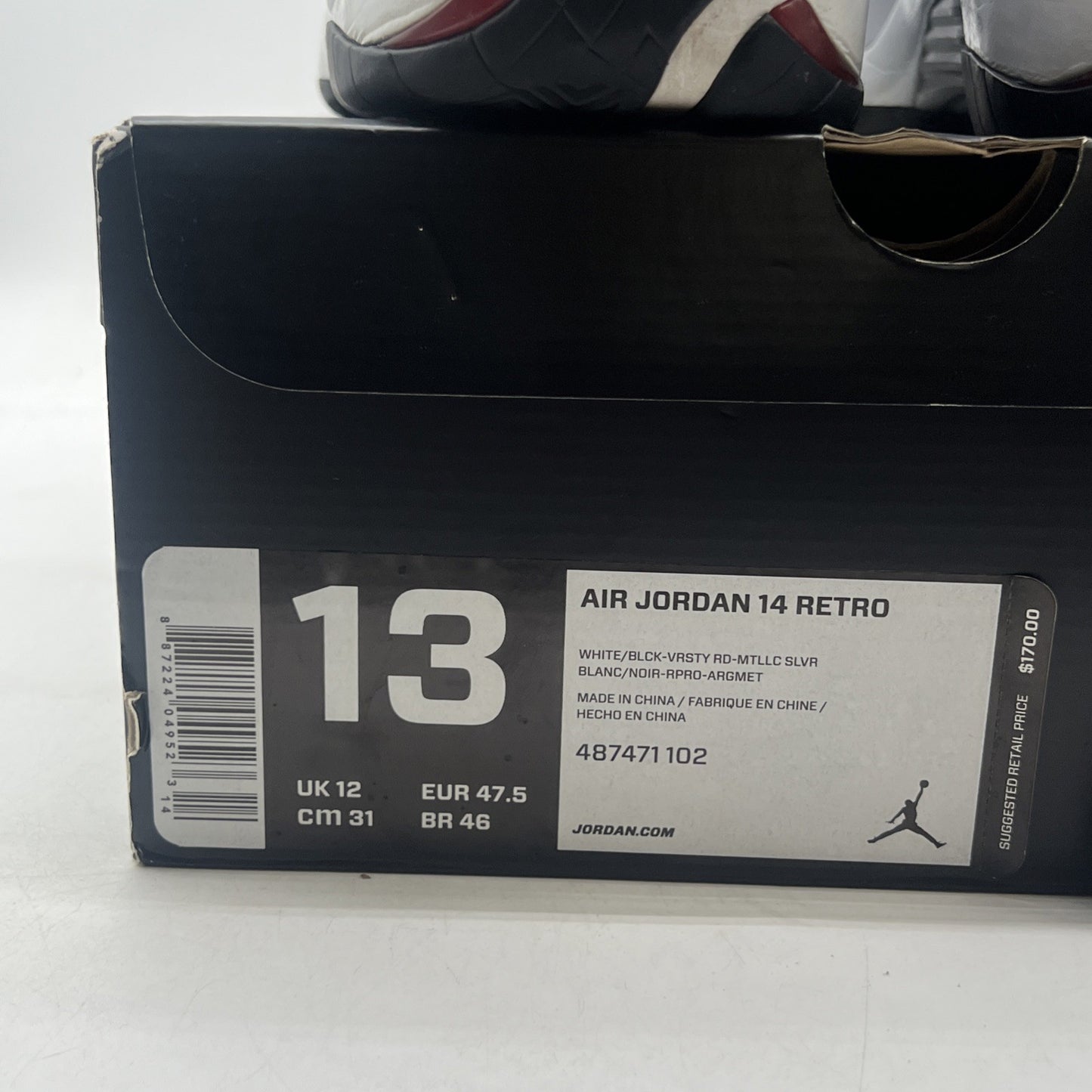 Size 13 - Air Jordan 14 Retro 2014 Black Toe (487471-102)