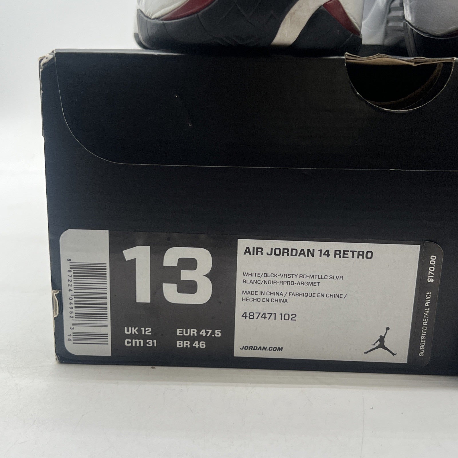 Size 13 - Air Jordan 14 Retro 2014 Black Toe (487471-102)