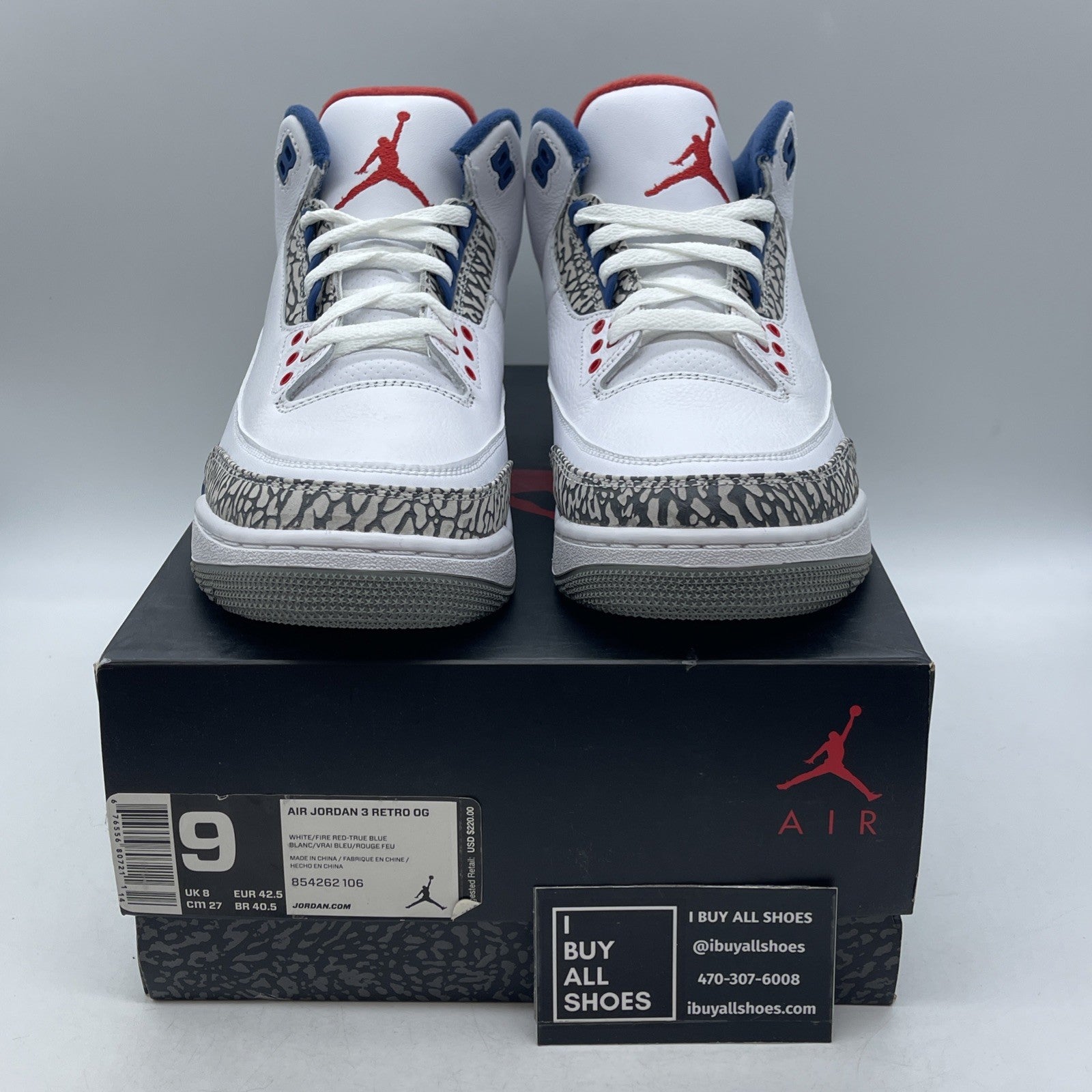 Size 9 - Air Jordan 3 Retro OG Mid True Blue (854262-106)