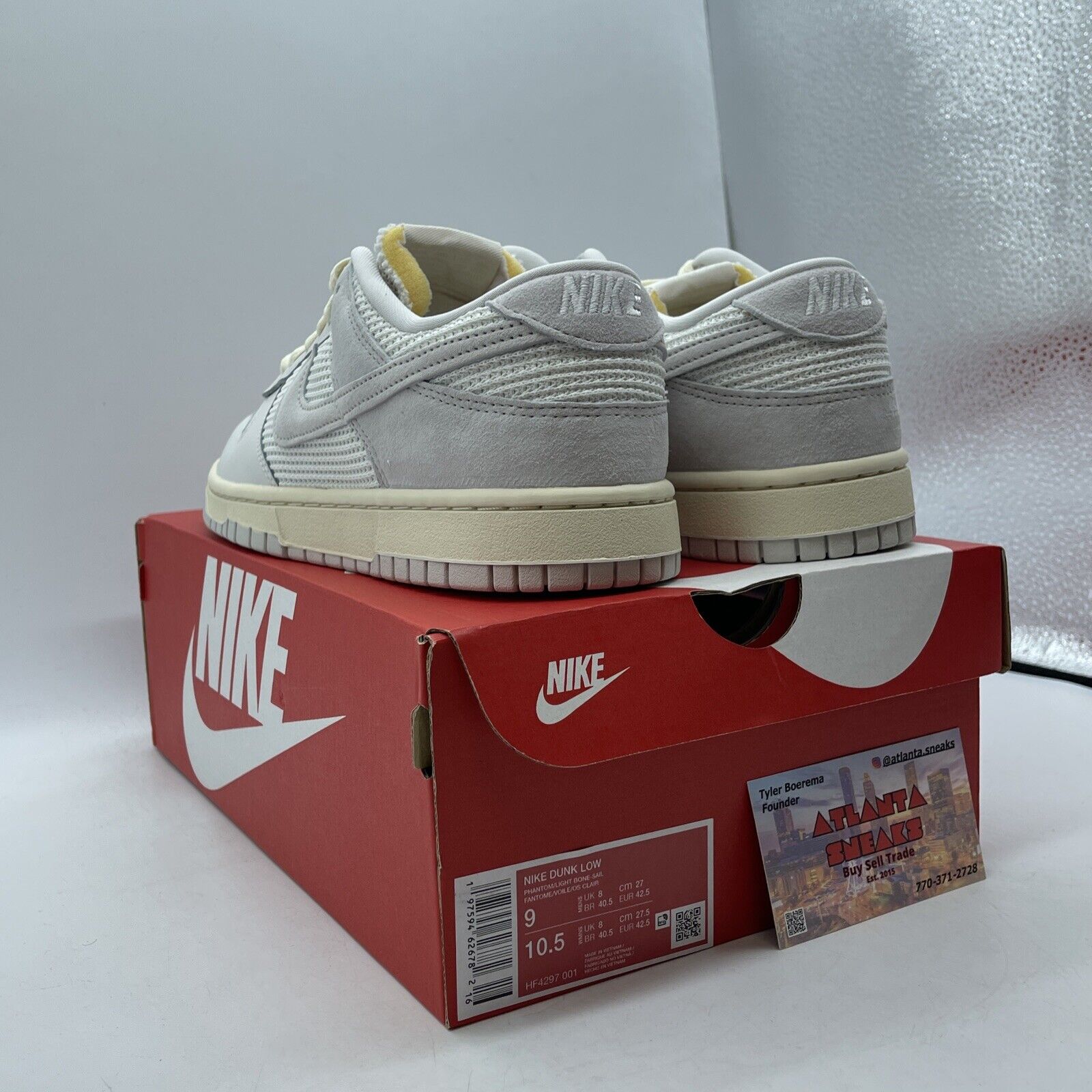 Size 9 - Nike Dunk Low Phantom Grey White Suede Leather (HF4297-001)