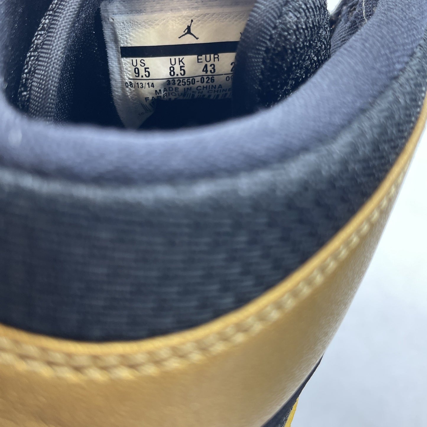 Size 9.5 - Air Jordan 1 Retro High Melo Gold Black Suede Leather (332550-026)