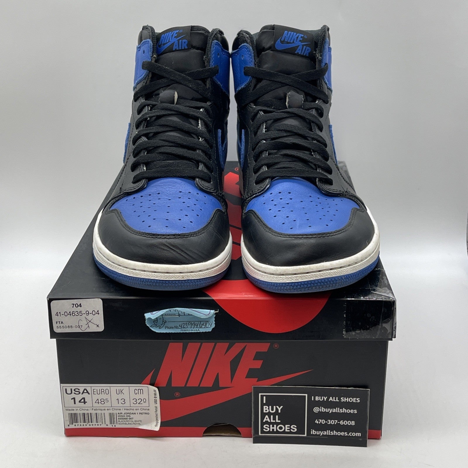 Size 14 - Air Jordan 1 Retro OG High Royal Blue Black Leather (555088-007)