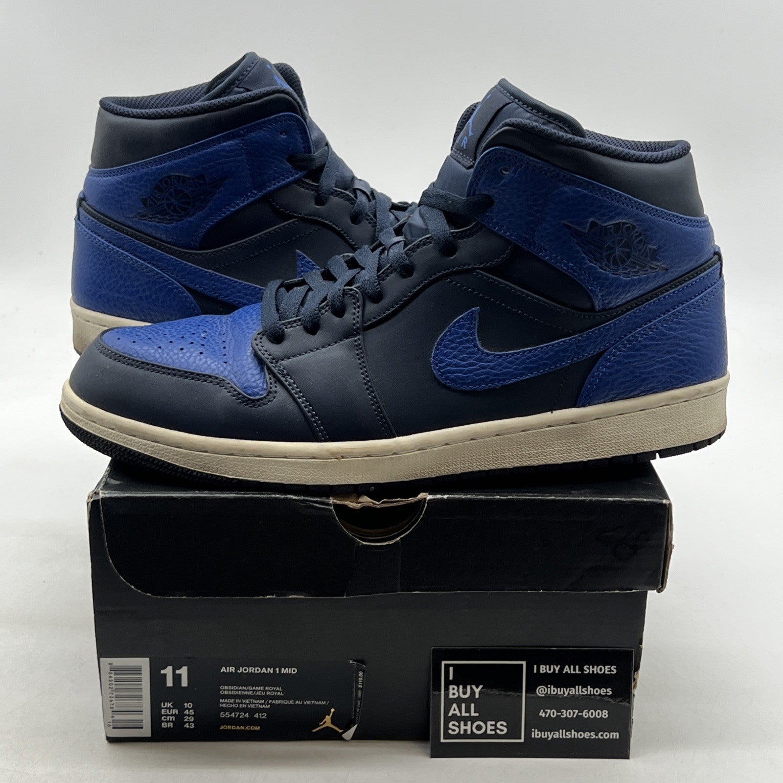 Size 11 - Air Jordan 1 Retro Mid Obsidian Royal (554724-412)
