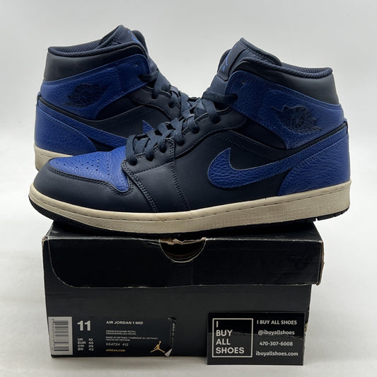 Size 11 - Air Jordan 1 Retro Mid Obsidian Royal (554724-412)