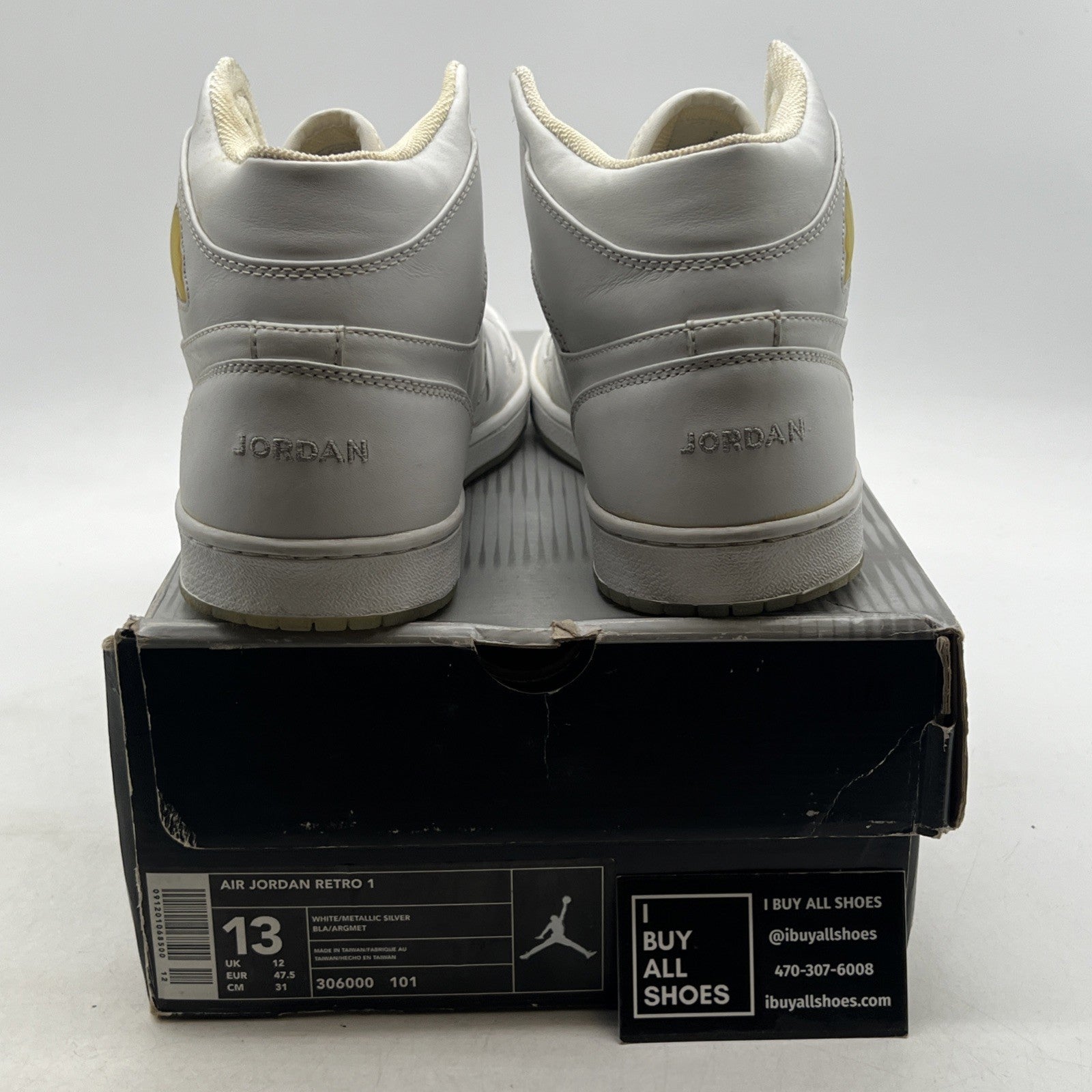 Size 13 - Air Jordan 1 Retro 2002 White Chrome (306000-101)