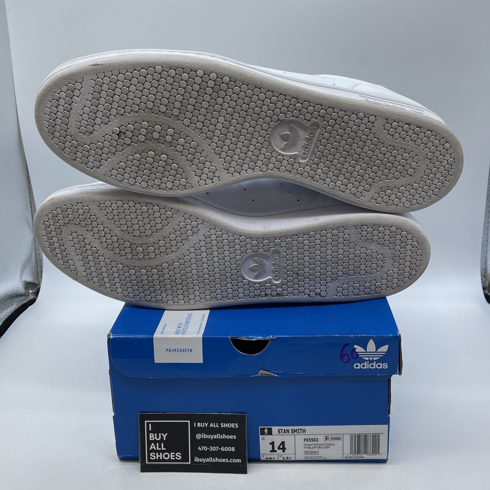 Size 14 - adidas Stan Smith White Green Leather (FX5502)