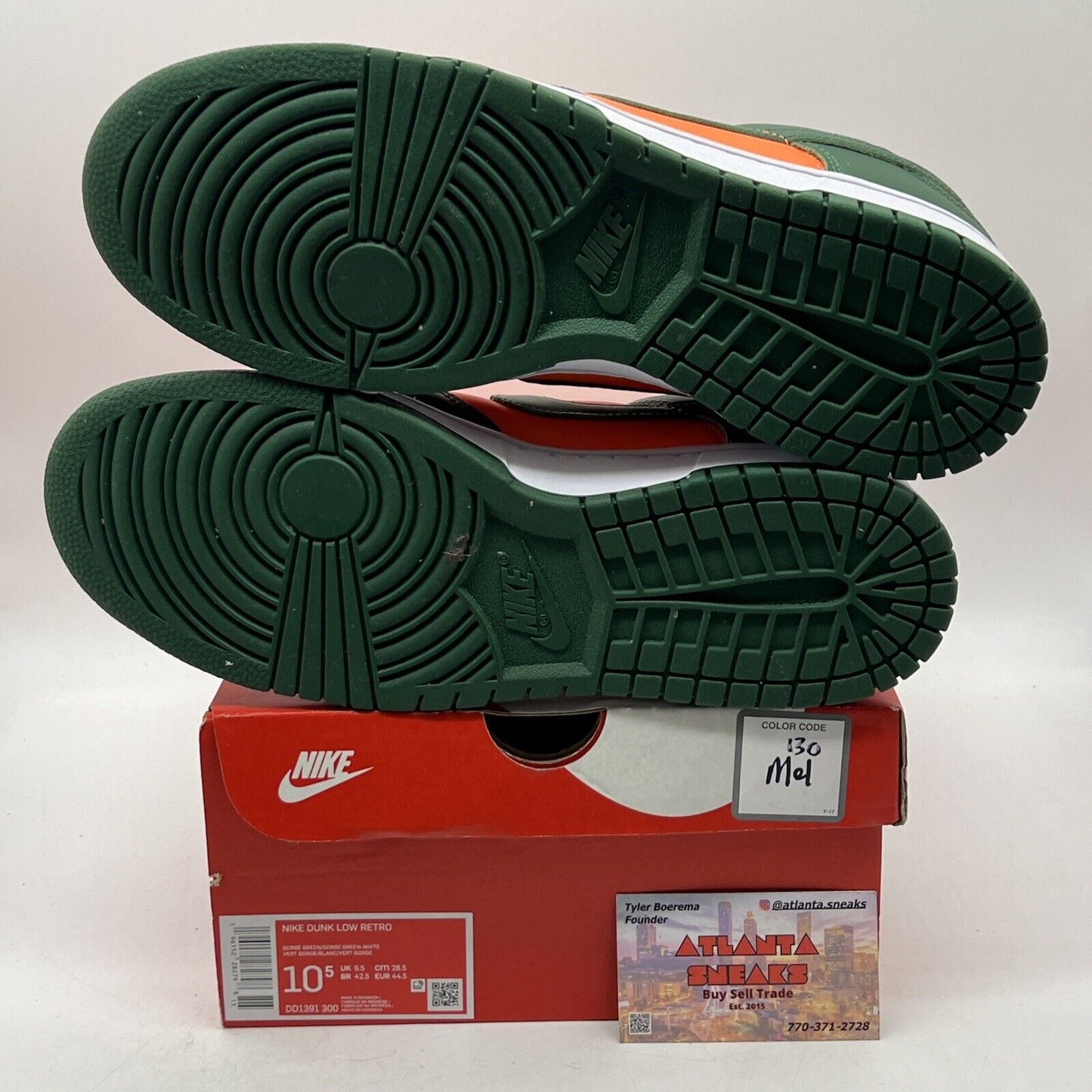 Size 10.5 - Nike Dunk Low Miami Hurricanes Orange Green White (DD1391-300)