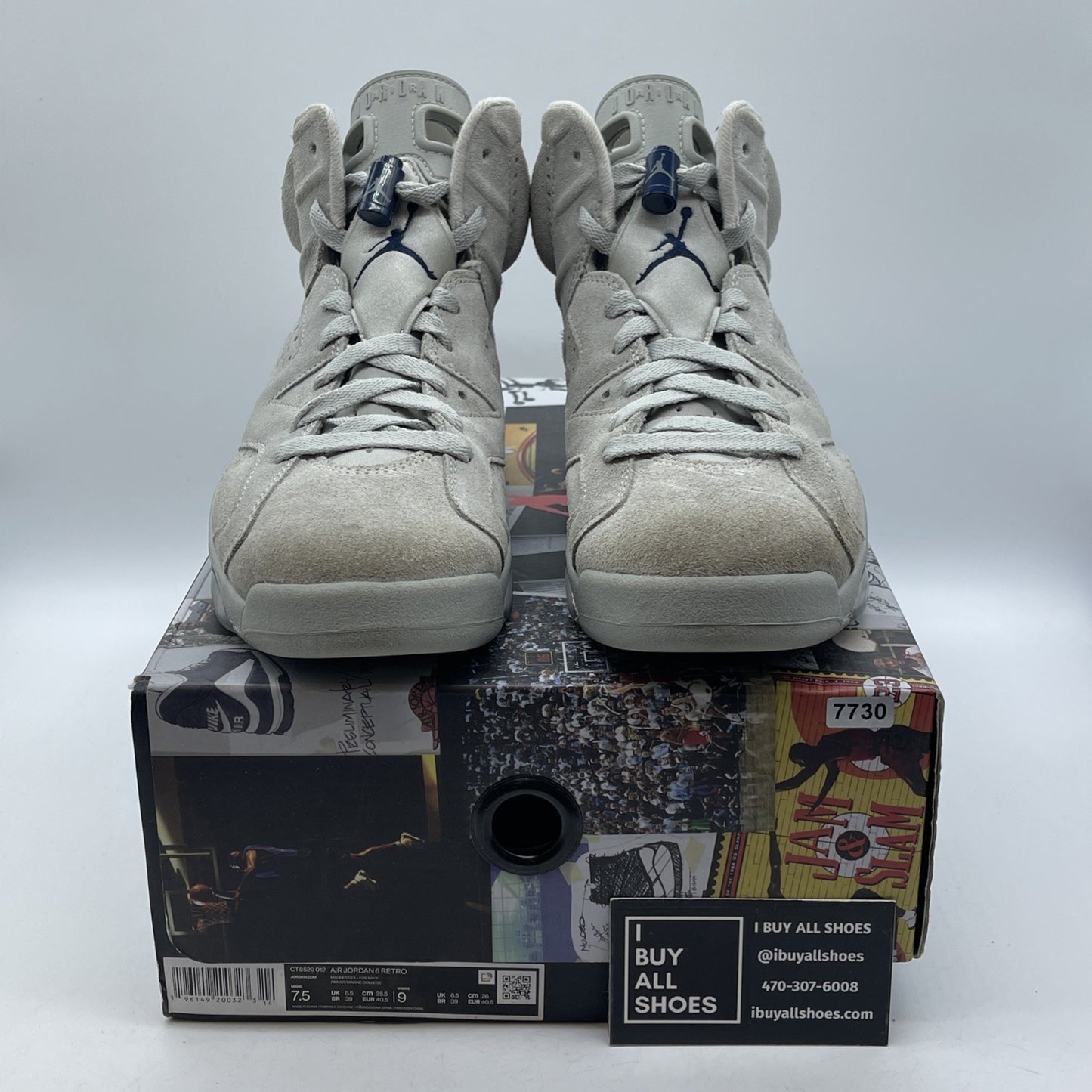 Size 7.5 - Jordan 6 Retro Mid Georgetown Grey Blue Suede (CT8529-012)