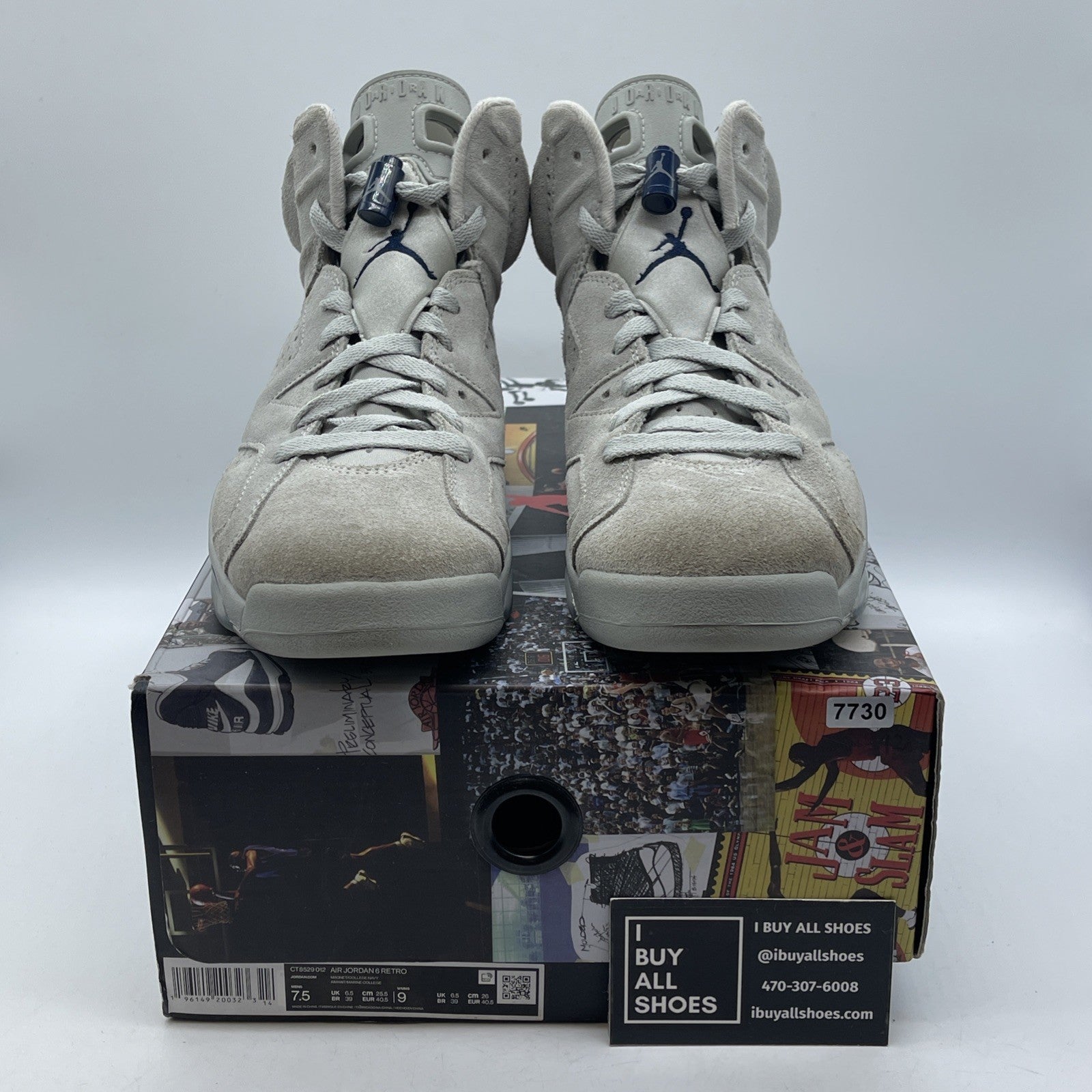 Size 7.5 - Jordan 6 Retro Mid Georgetown Grey Blue Suede (CT8529-012)