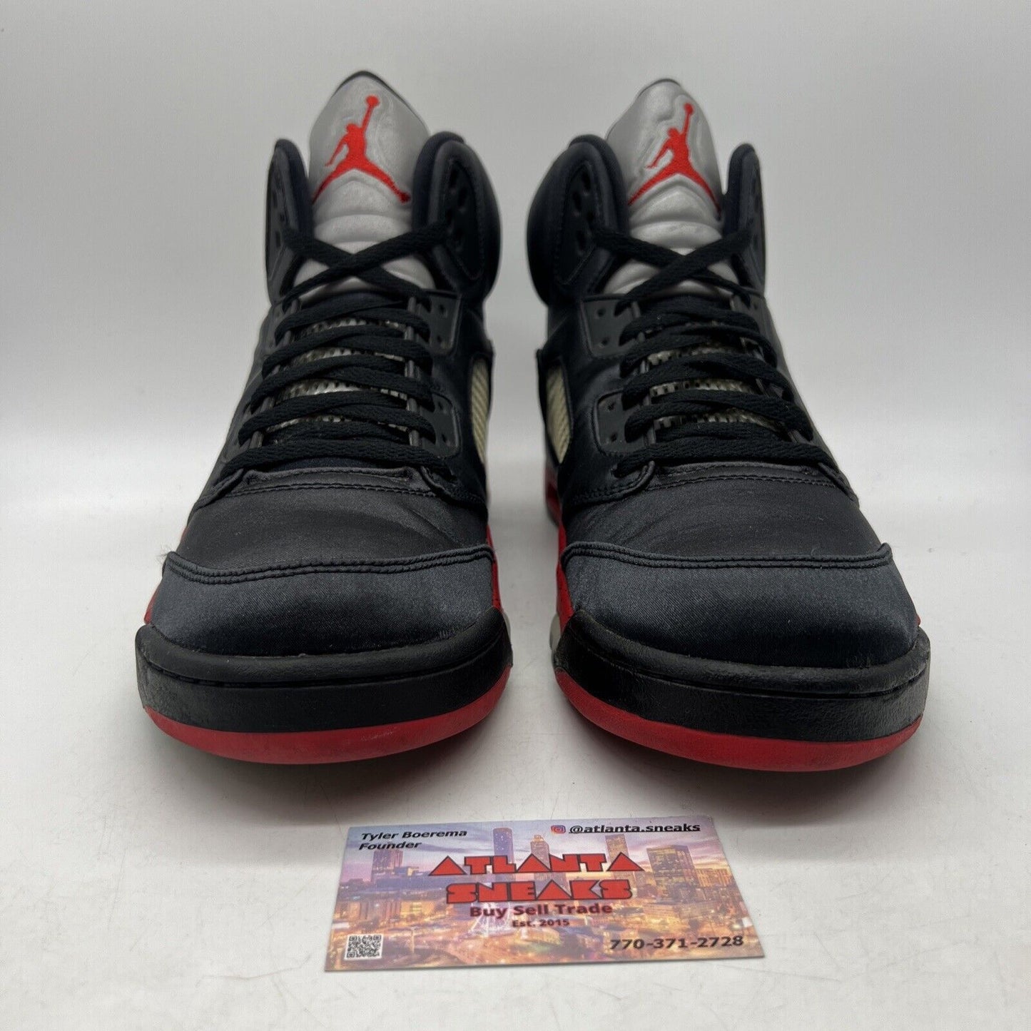 Size 13 - Air Jordan 5 Retro Satin Bred Black Red (136027-006)