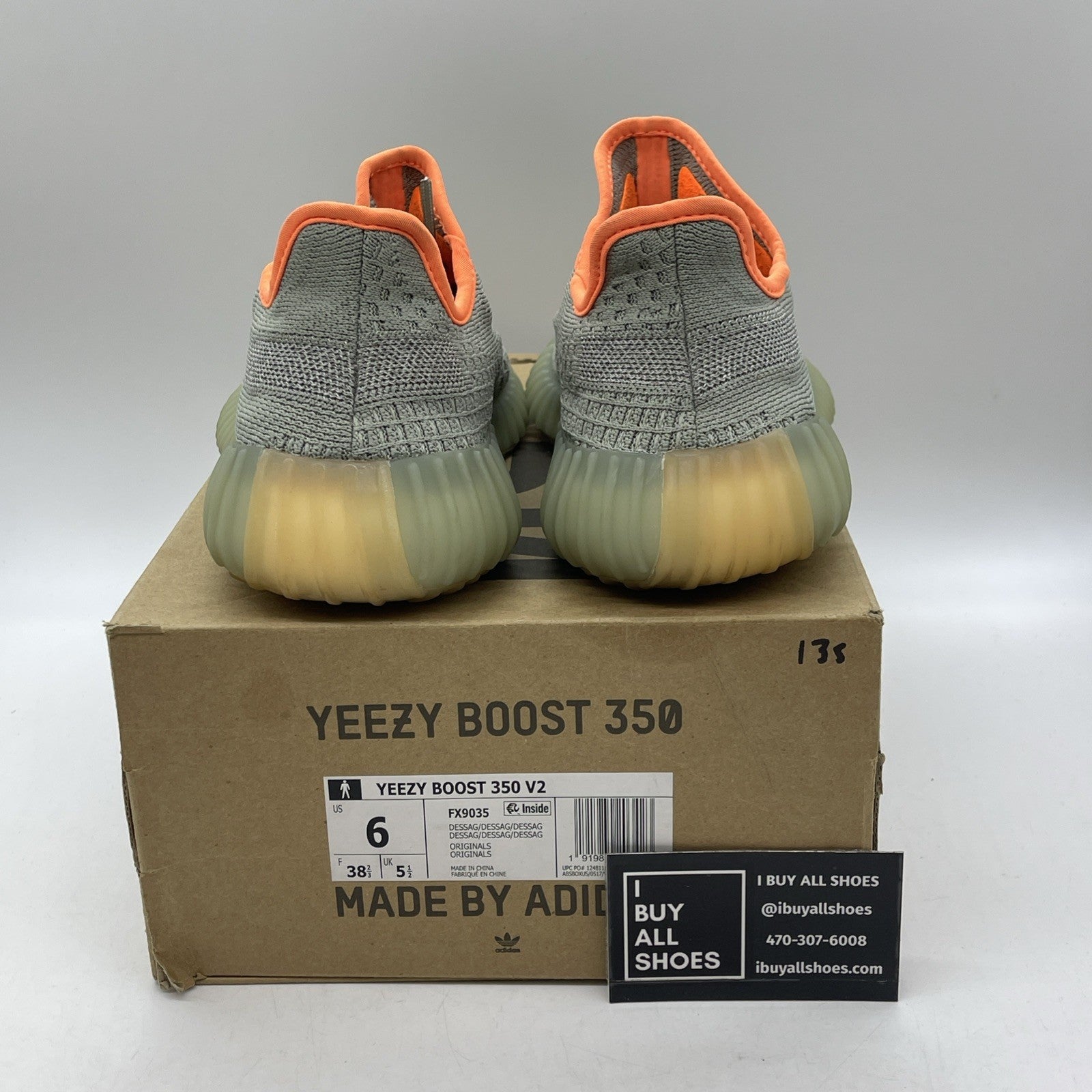 Size 6 - adidas Yeezy Boost 350 V2 Desert Sage Green Orange Suede (FX9035)
