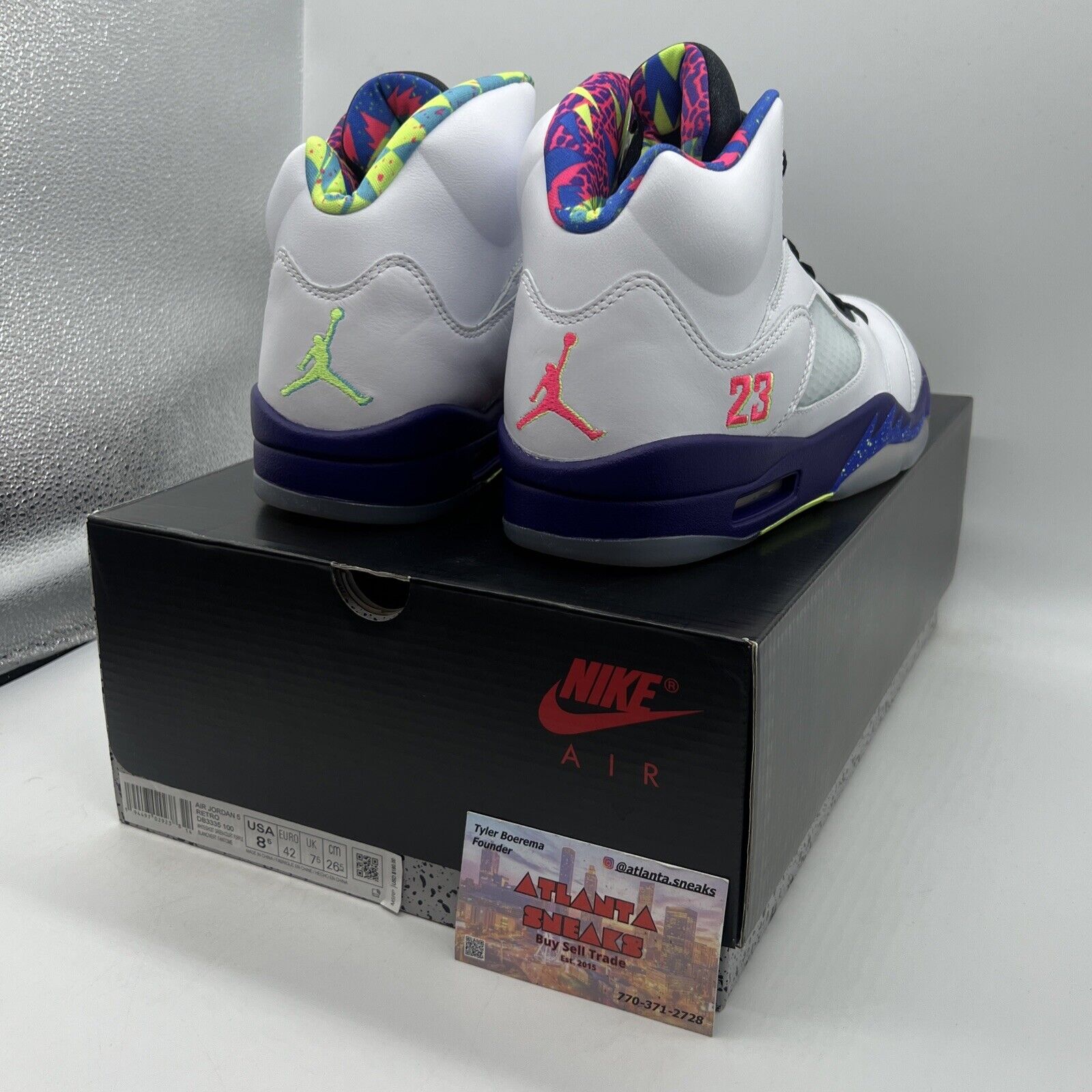 Size 8.5 - Jordan 5 Retro Alternate Bel-Air 2020 Brand New Og All White Purple