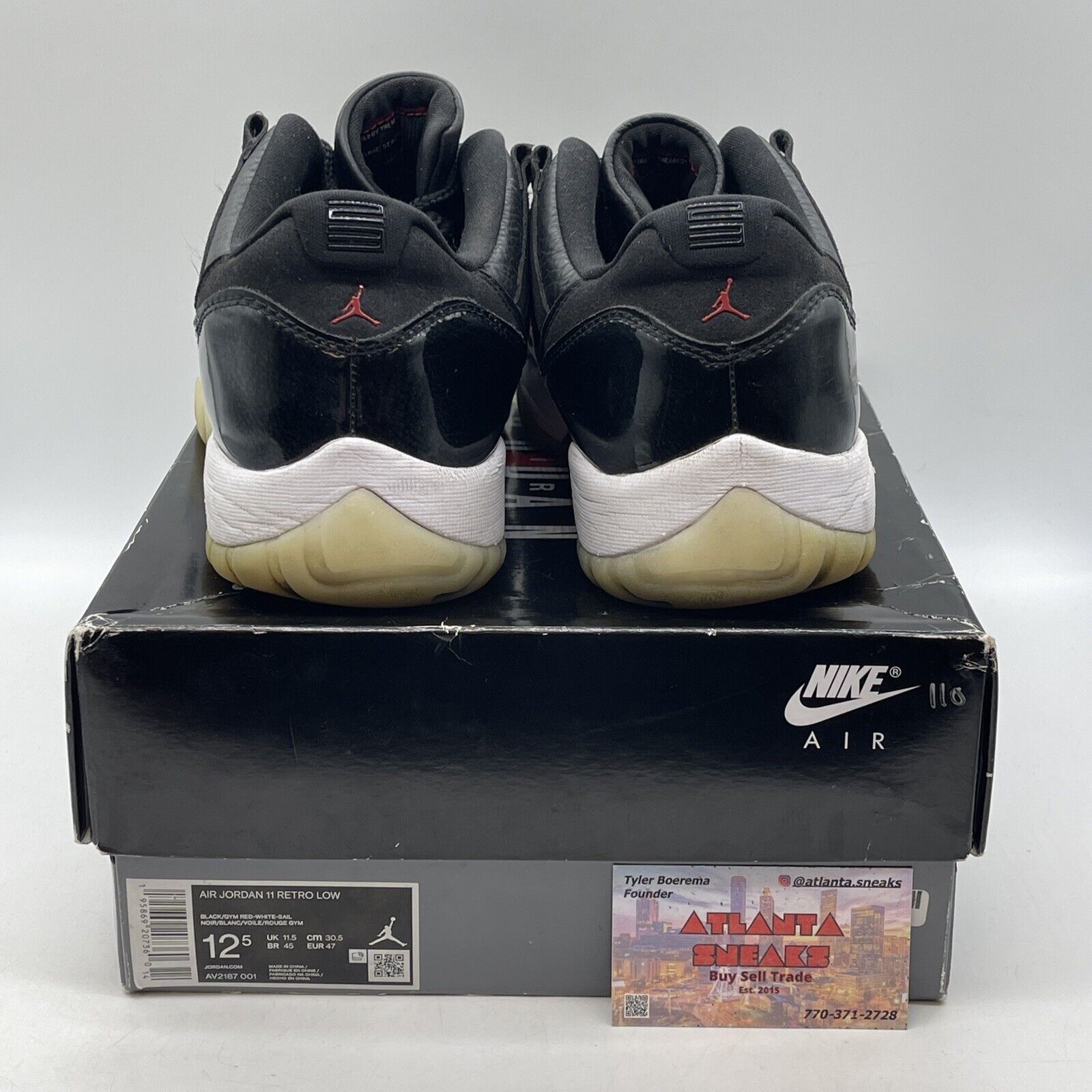 Size 12.5 - Jordan 11 Retro Low 72-10 Black White Leather (AV2187-001)