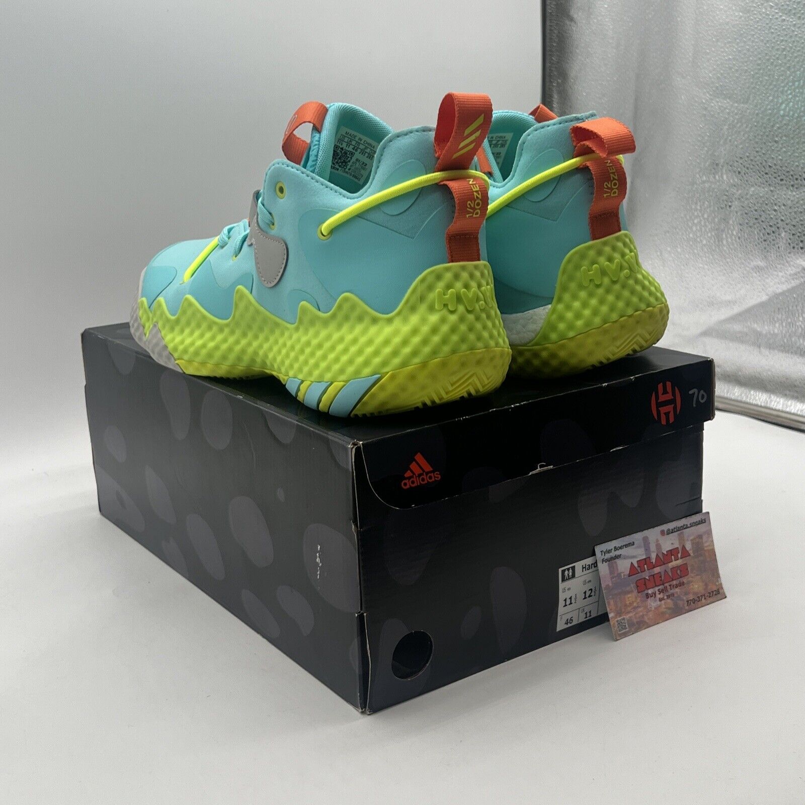 Size 11.5 - adidas Harden Vol. 6 Pulse Aqua Solar Yellow Blue (GV8703)