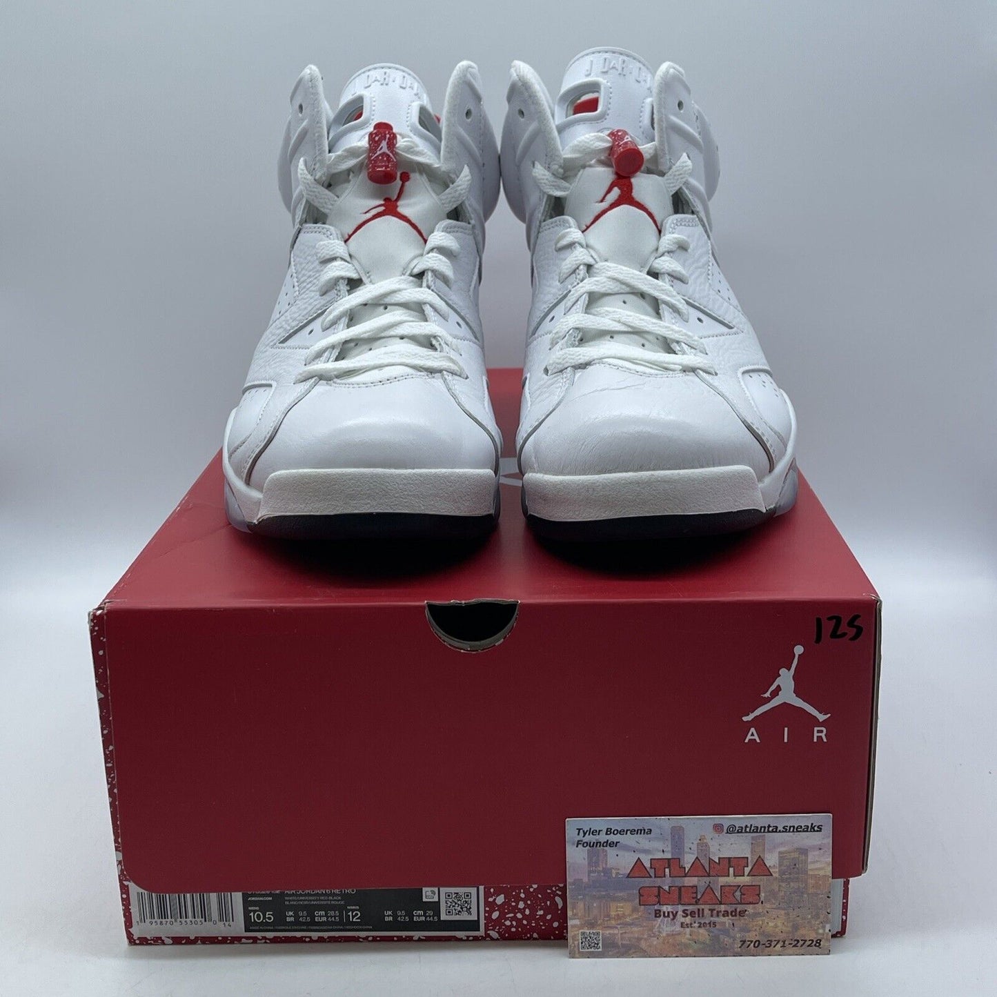 Size 10.5 - Jordan 6 White and University Red 2022 Leather (CT8529-162)