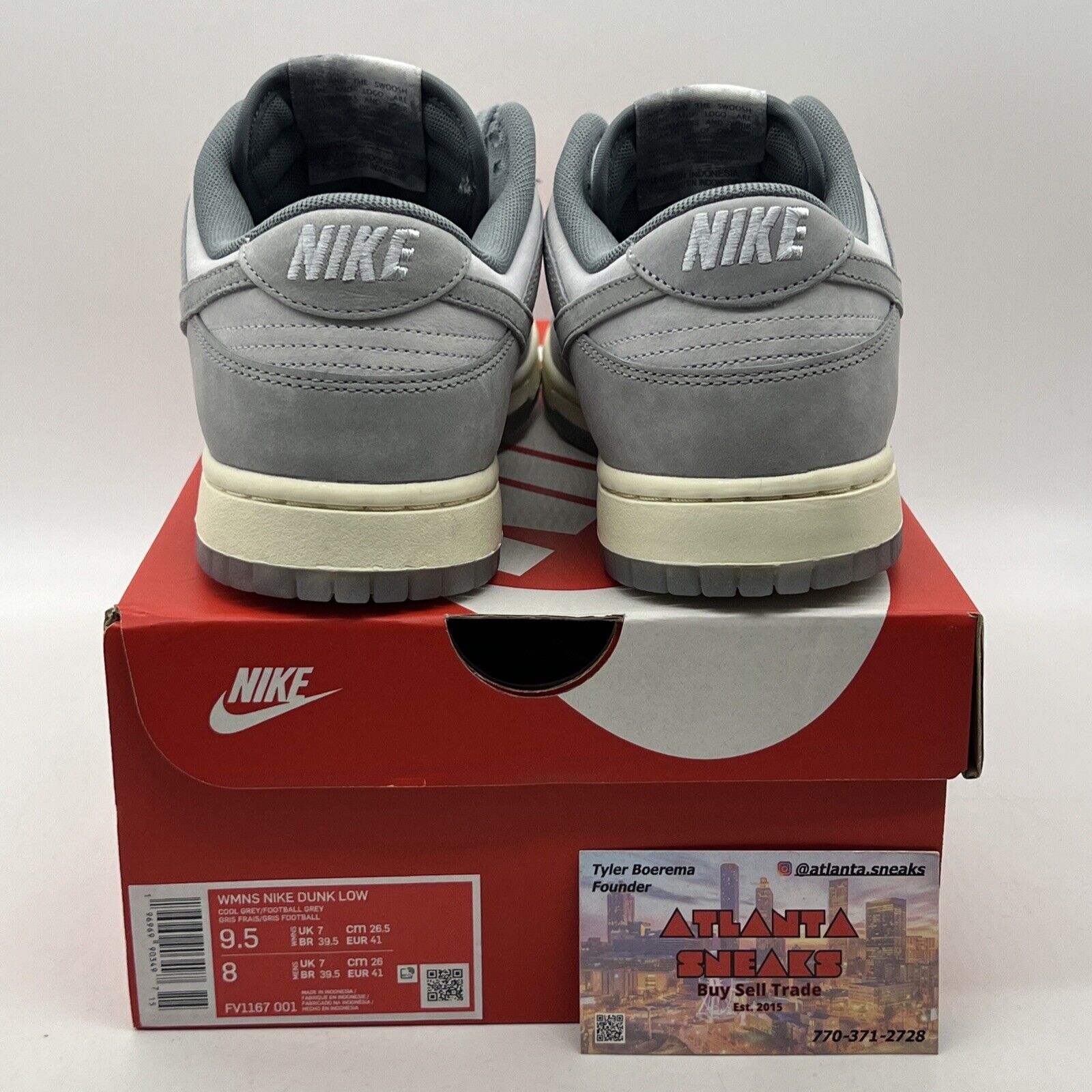 Size 9.5 - Nike Dunk Low Cool Grey W Suede Leather White (FV1167-001)