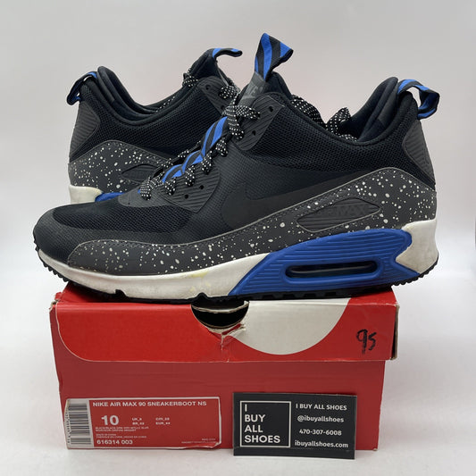 Size 10 - Nike Air Max 90 Sneakerboot NS Black Royal Metallic Silver -616314-003