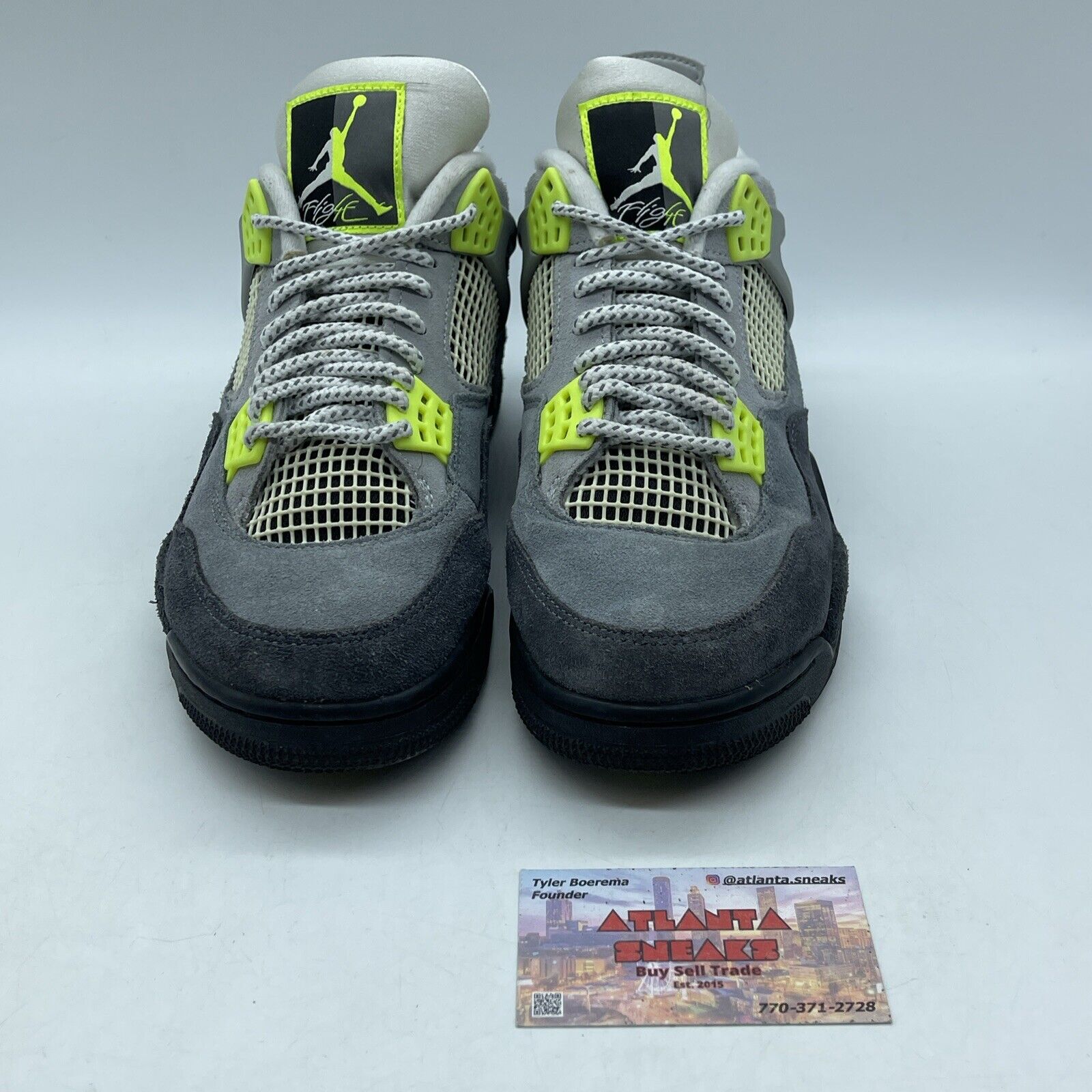 Size 8.5 - Jordan 4 Retro SE Mid Neon 95 Grey Suede Black Leather (CT5342-007)