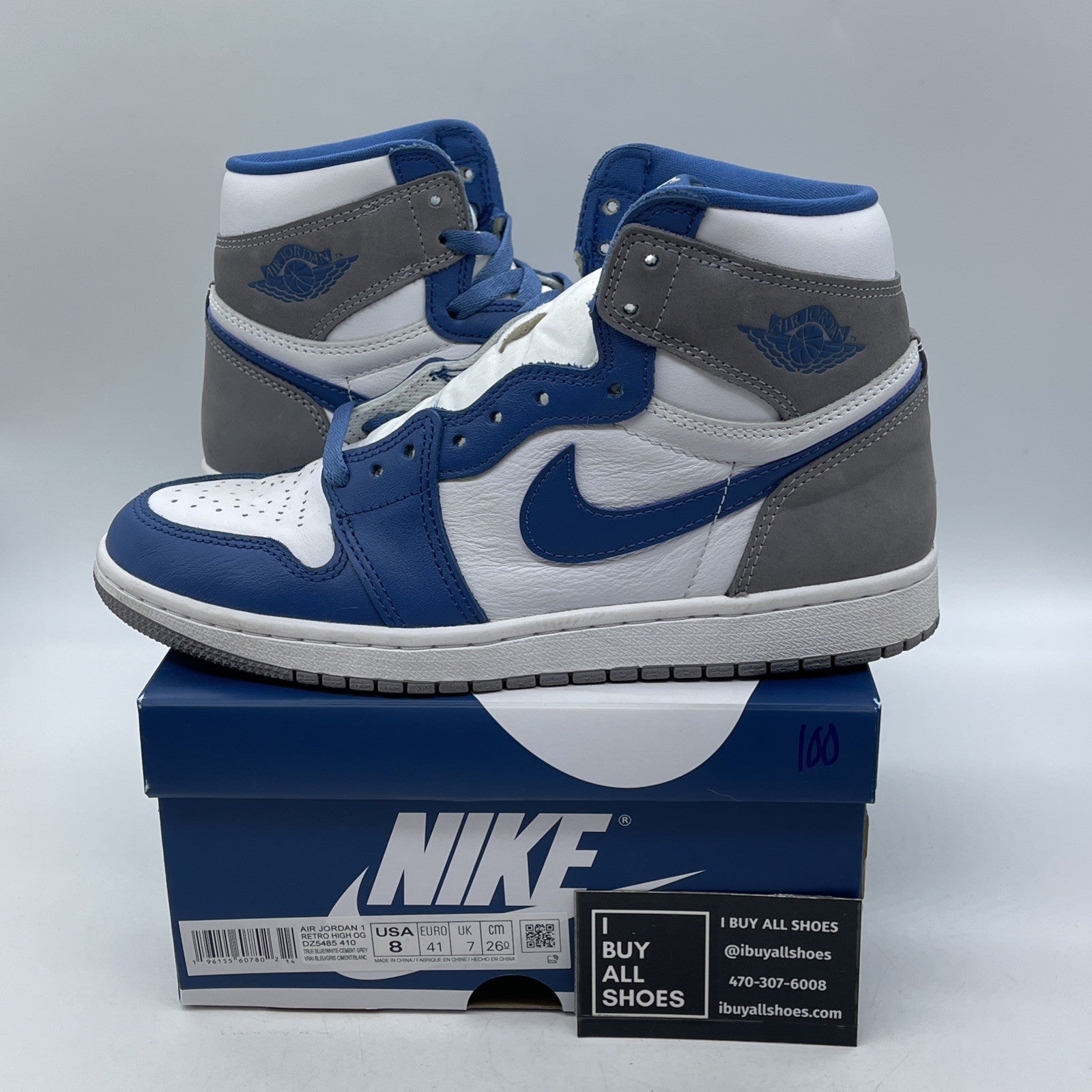 Size 8 - Air Jordan 1 Retro OG High True Blue (DZ5485-410)