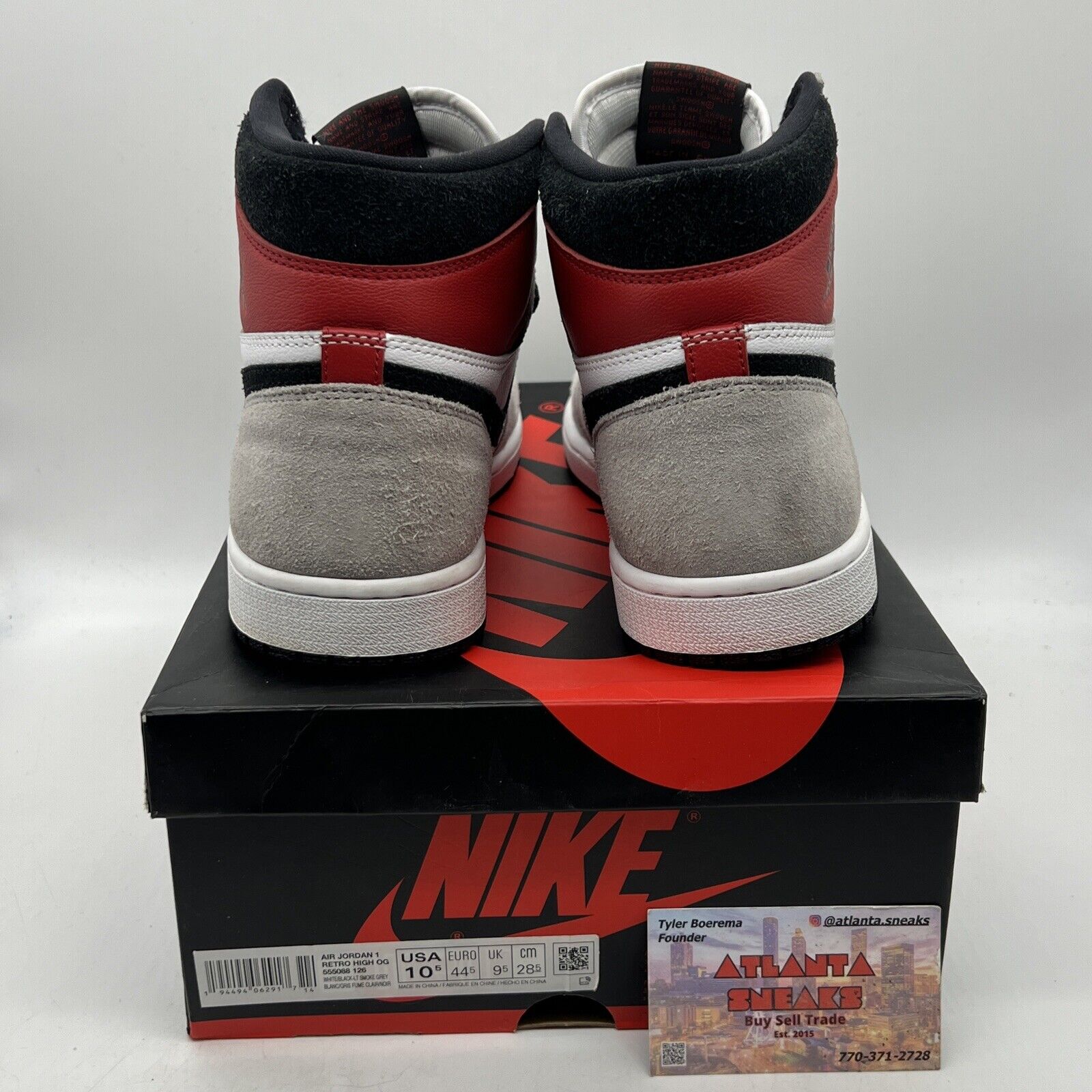 Size 10.5 - Jordan 1 Retro High OG Smoke Gray 2020 Black White Grey Red Leather