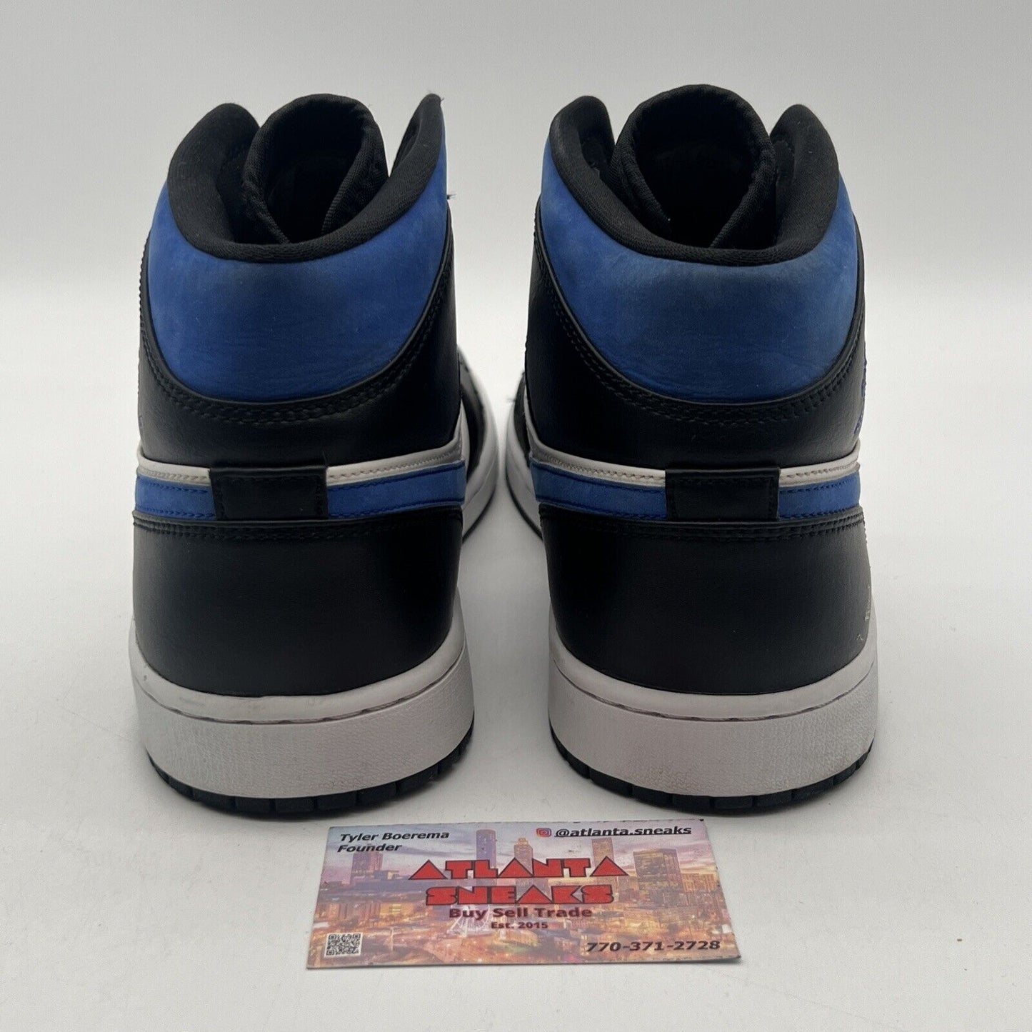 Size 13 - Air Jordan 1 Mid Racer Blue Black White Leather (554724-140)