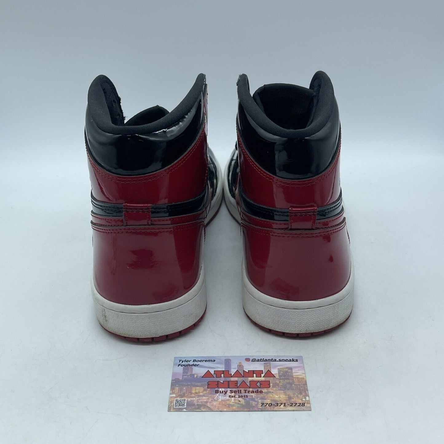 Size 12 - Jordan 1 Retro OG High Patent Bred Black Red Leather (555088-063)