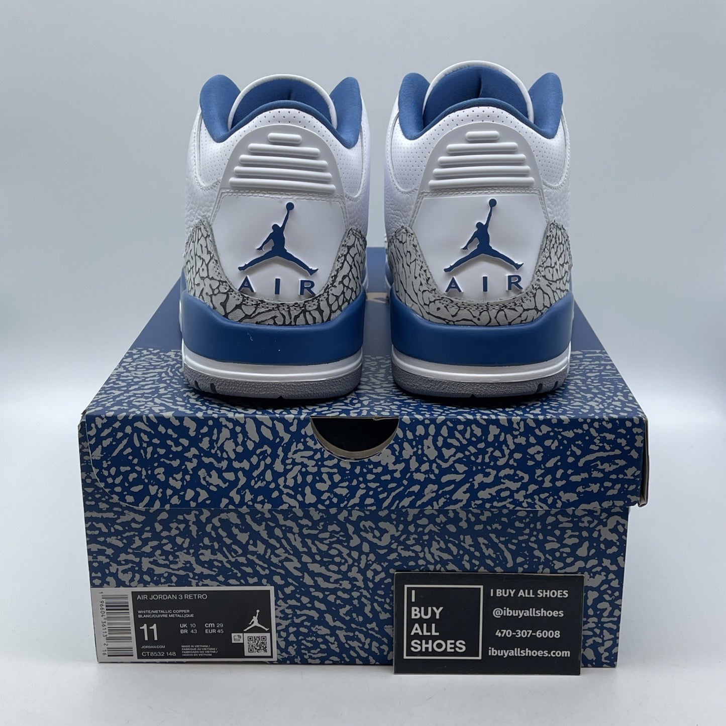 Size 11 - Jordan 3 Retro Mid Washington Wizards Blue Grey Suede (CT8532-148)