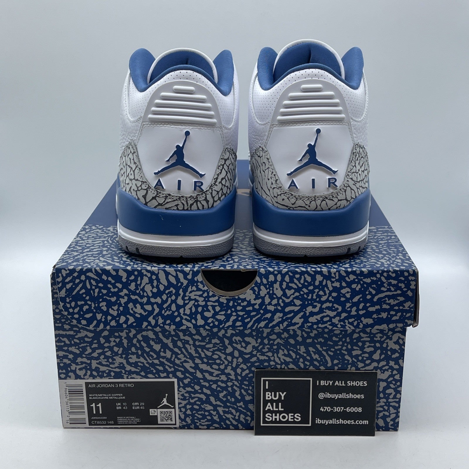 Size 11 - Jordan 3 Retro Mid Washington Wizards Blue Grey Suede (CT8532-148)