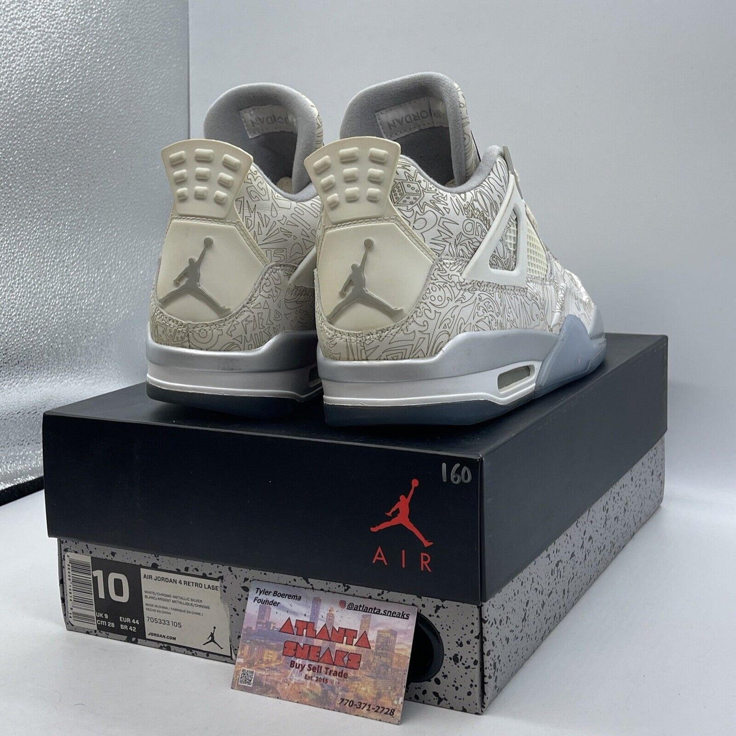 Size 10 - Air Jordan 4 Retro 30th Anniversary Laser Suede Leather (705333-106)