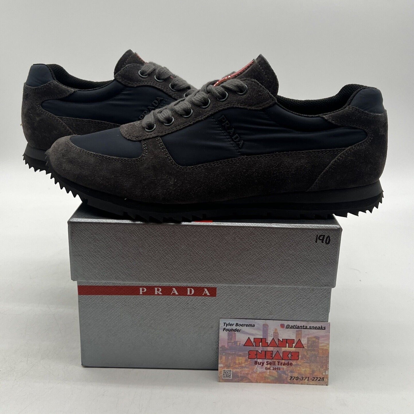 Size 7.5 - PRADA SNEAKERS SHOES 4E2721 ASFALTO