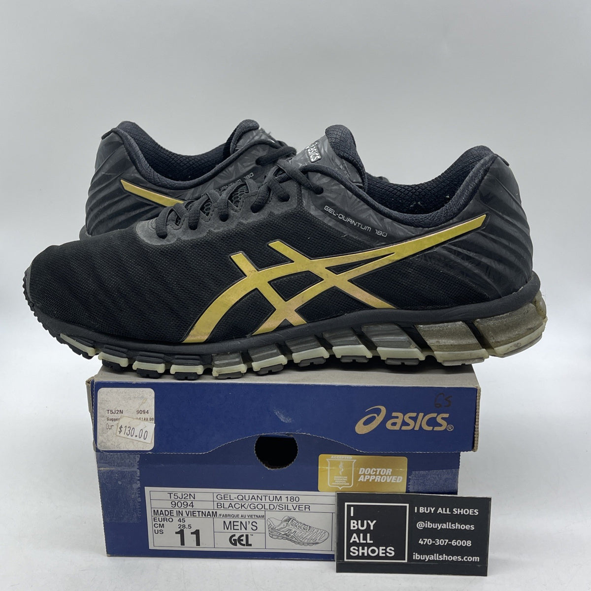 Size 11 - Asics Black Running Gel Quantum 180 (T5J7N)