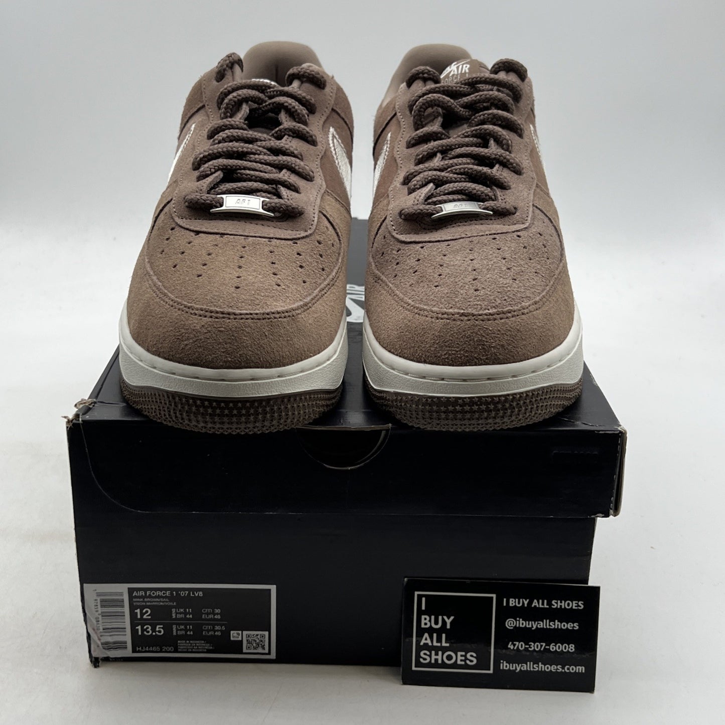 Size 12 - Nike Air Force 1 '07 LV8 Embroidered Swoosh - Mink Brown (HJ4465-200)