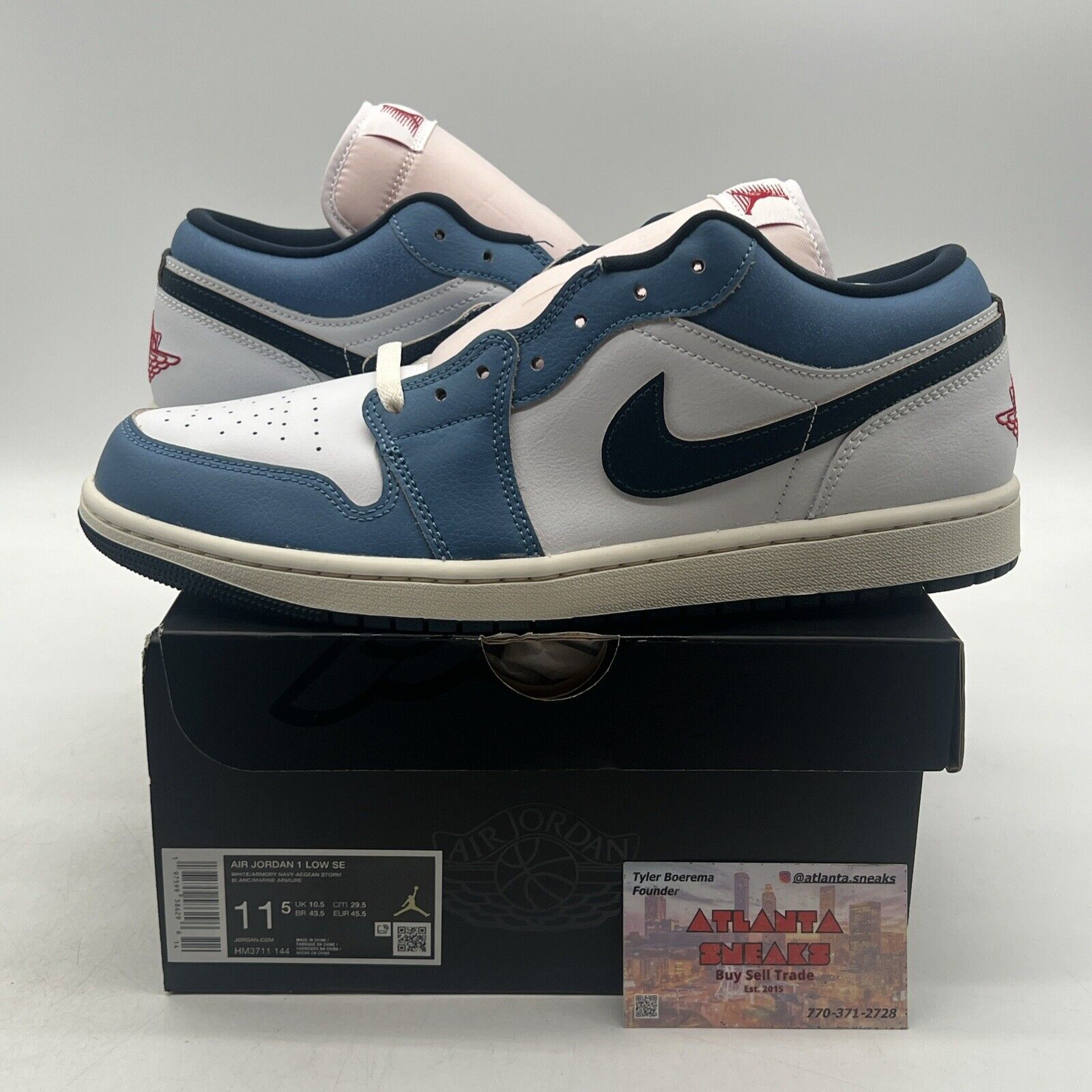 Size 11.5 - Nike Air Jordan 1 Low SE Shoes White Armory Navy (HM3711-144)