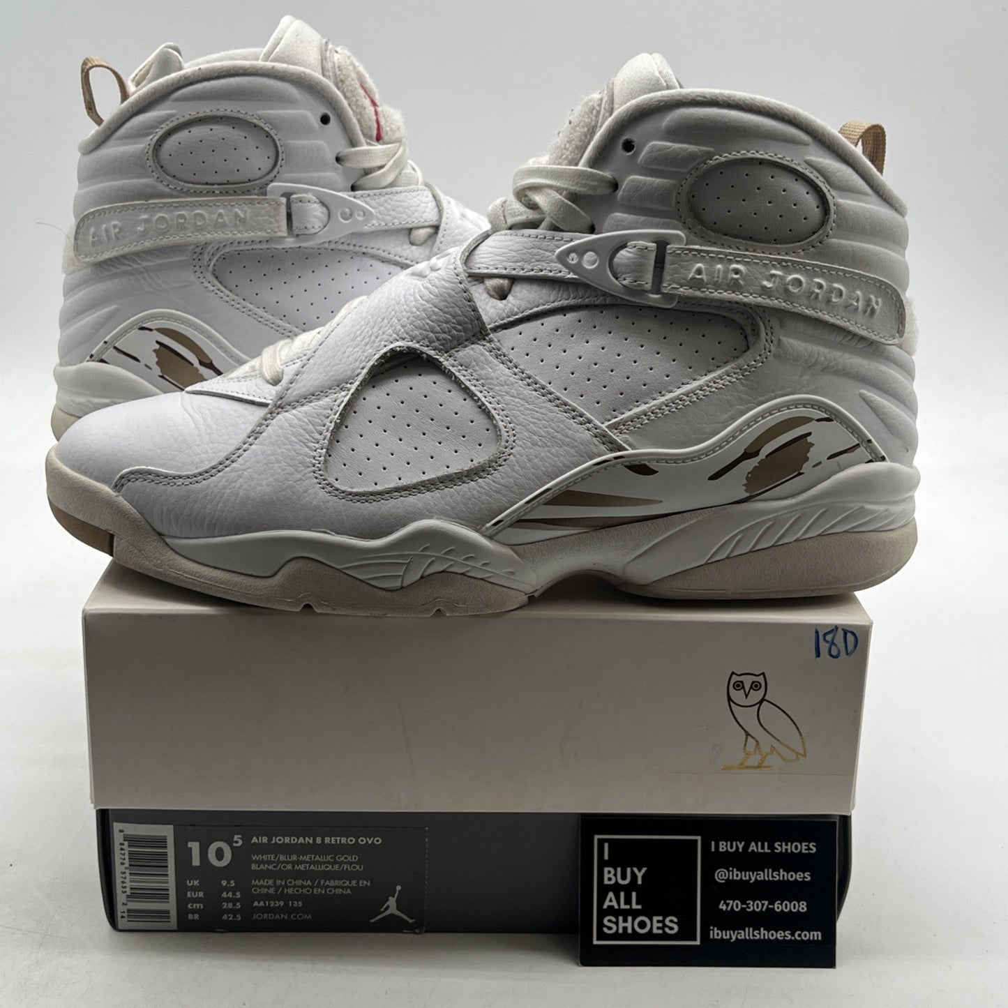 Size 10.5 - OVO x Air Jordan 8 Retro White (AA1239-135)