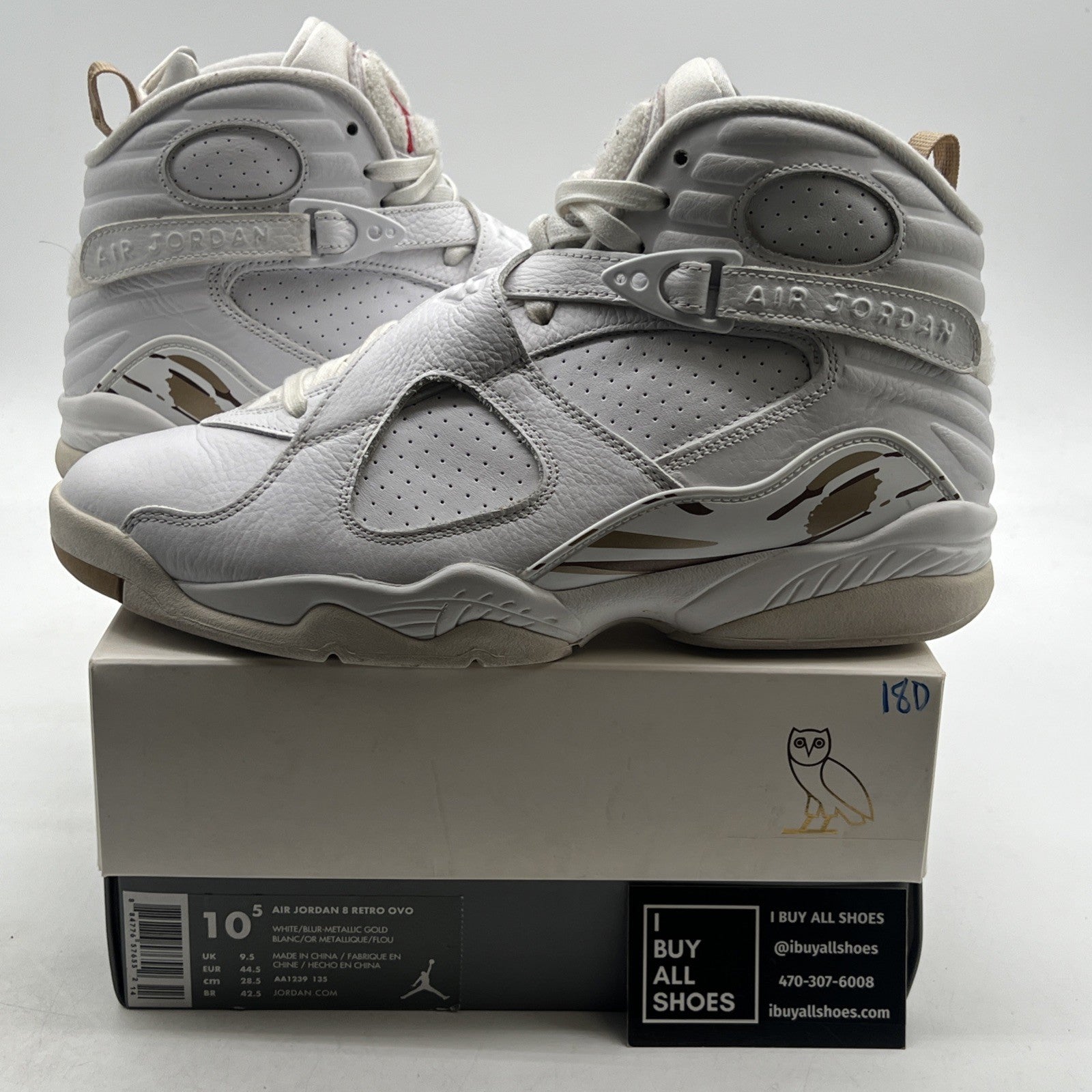 Size 10.5 - OVO x Air Jordan 8 Retro White (AA1239-135)