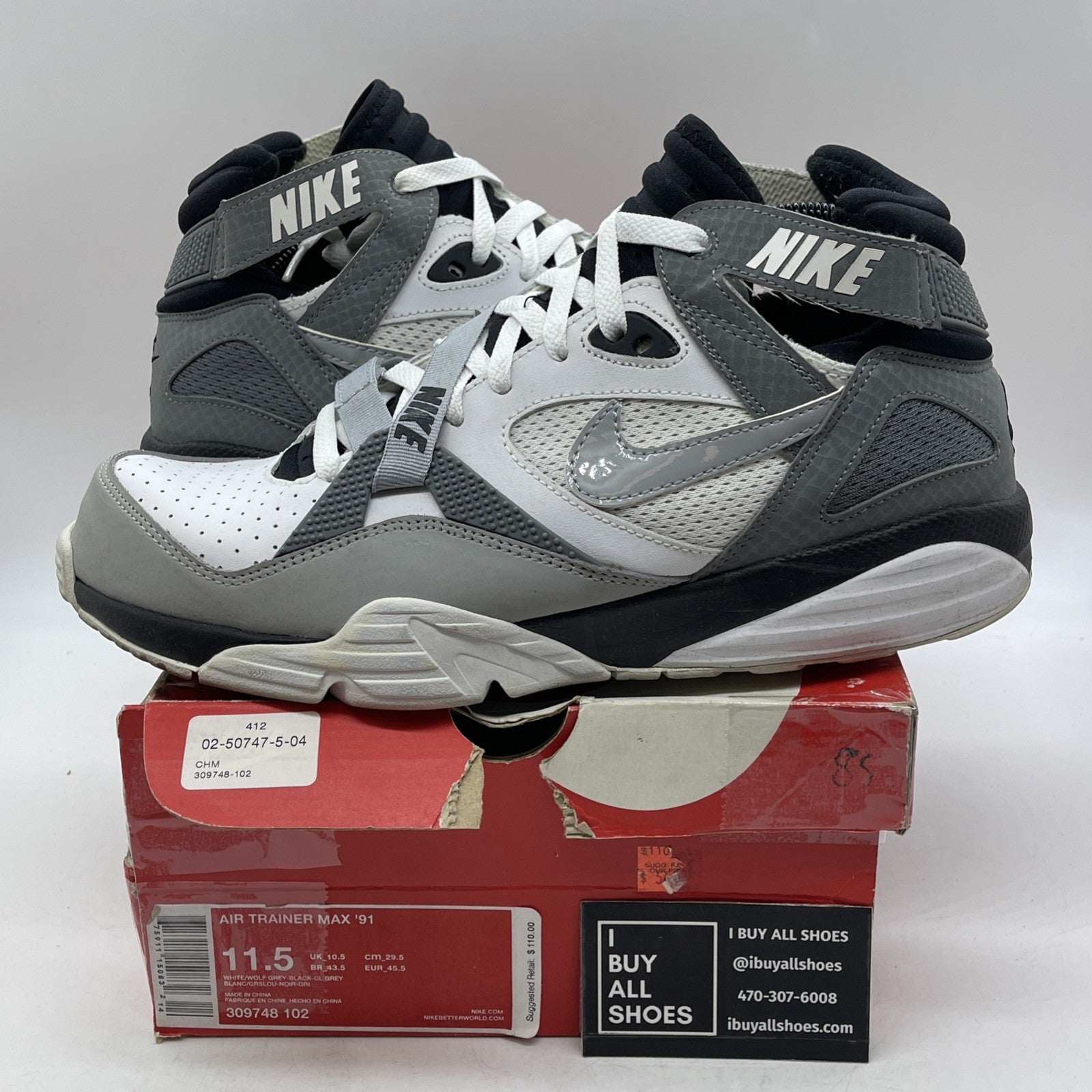Size 11.5 - Nike Air Trainer Max 91 White (309748-102)