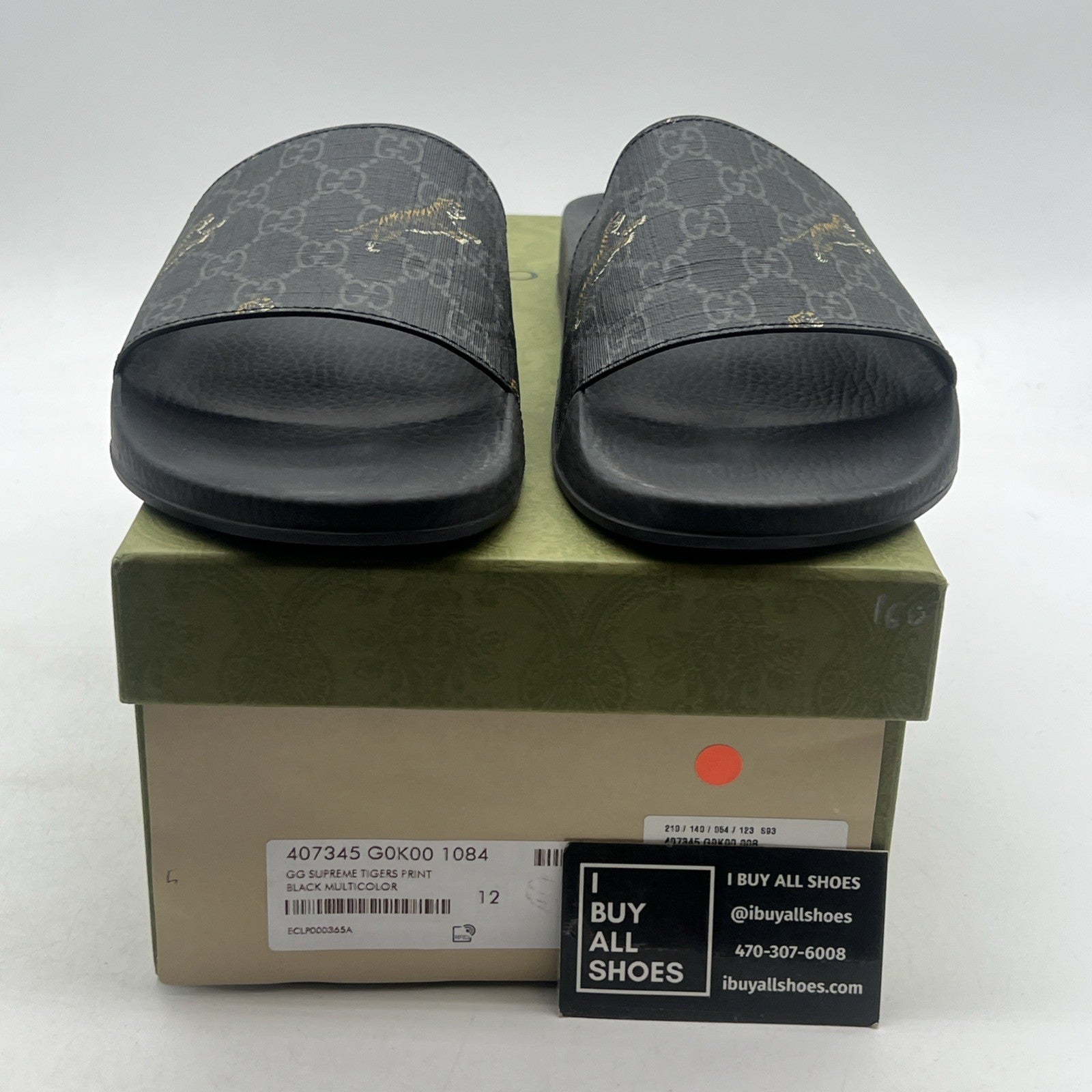 Size 12G - GUCCI MEN'S GG SUPREME TIGERS SLIDES SANDAL GUCCI