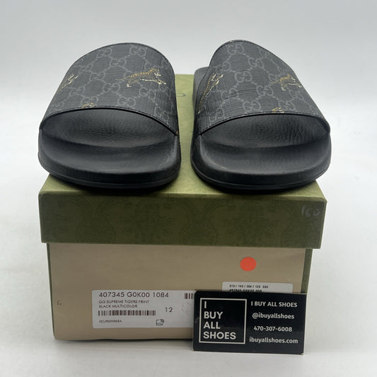 Size 12G - GUCCI MEN'S GG SUPREME TIGERS SLIDES SANDAL GUCCI