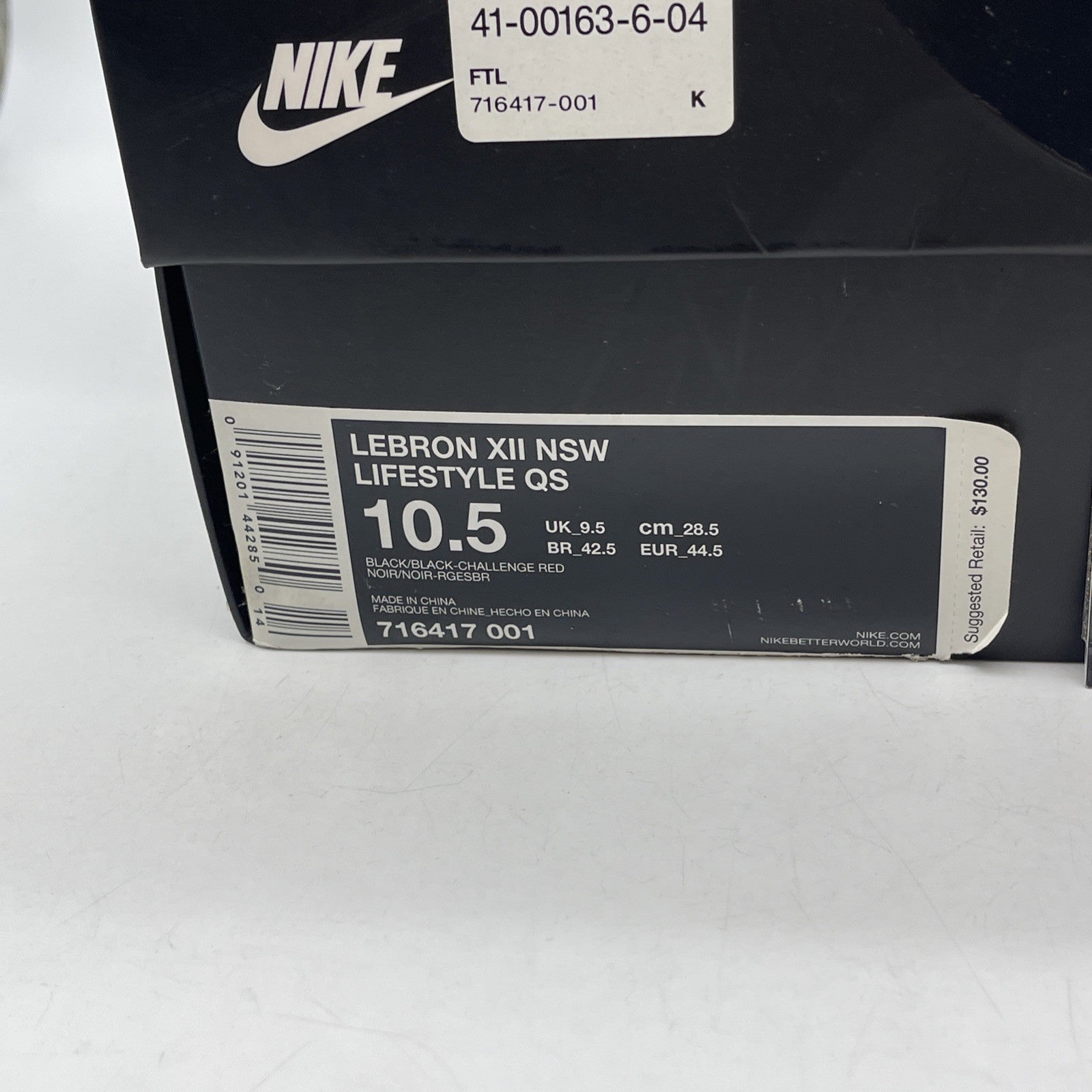 Size 10.5 - Nike LeBron 12 NSW Lifestyle QS Black Challenge Red (716417-001)