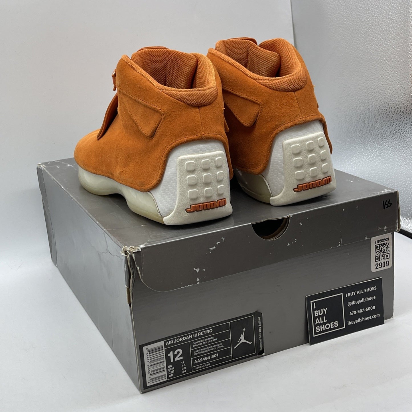 Size 12 - Air Jordan 18 Retro Orange Suede White (AA2494-801)