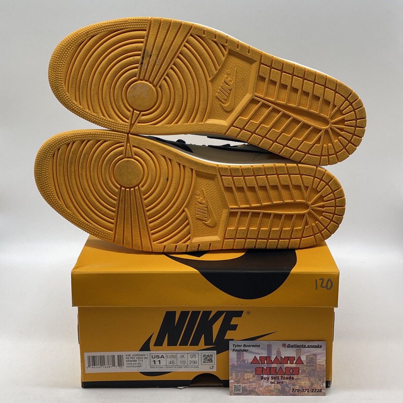 Size 11 - Jordan 1 Retro OG High Yellow Toe White Black Leather (555088-711)