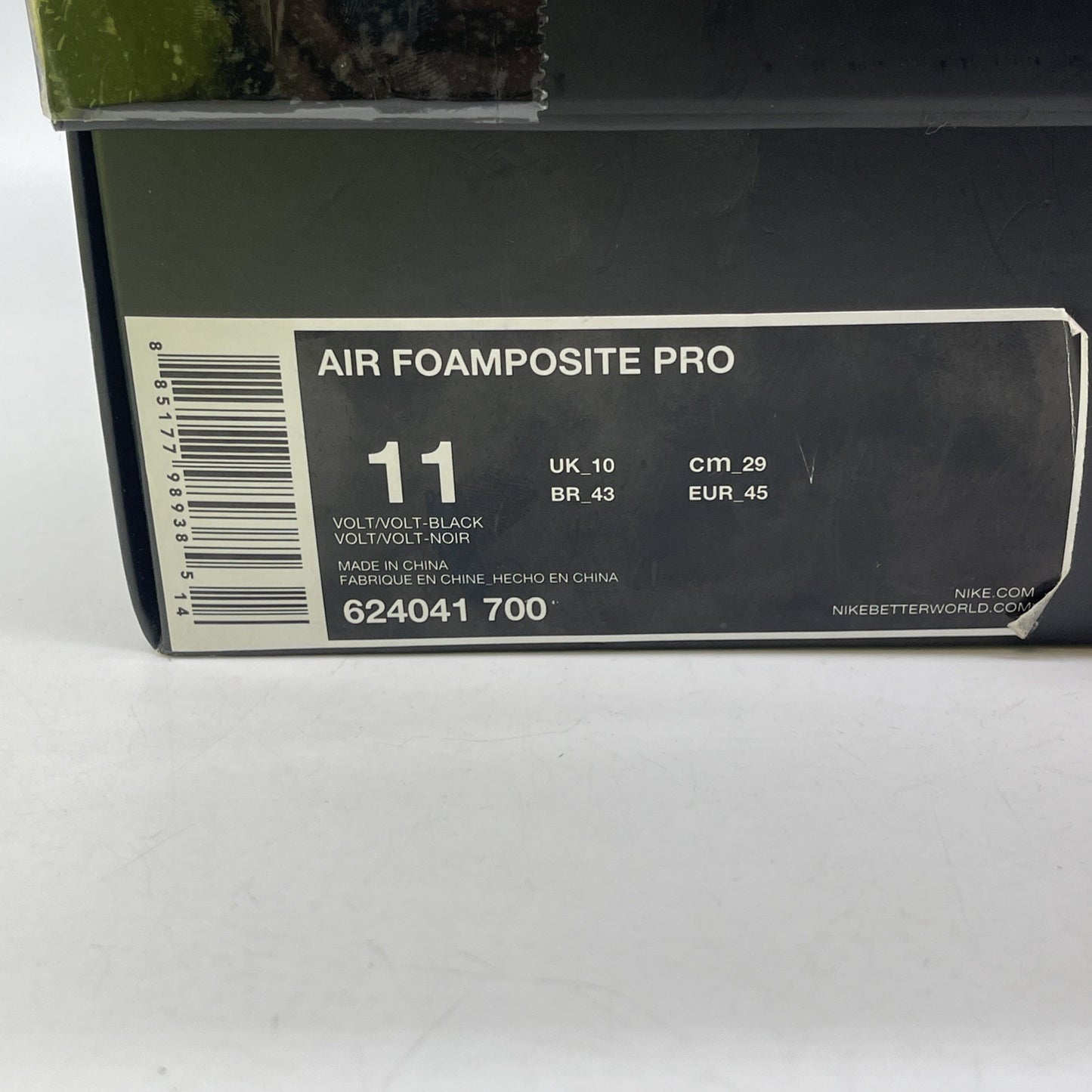 Size 11 - Nike Air Foamposite Pro Volt 2014 Black Leather Suede (624041-700)