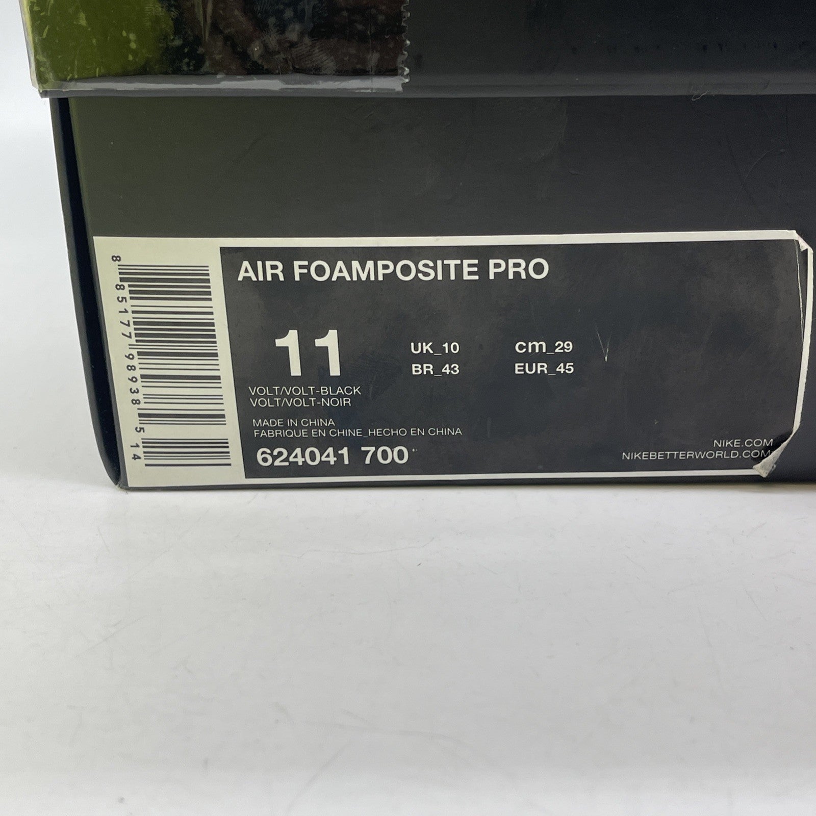 Size 11 - Nike Air Foamposite Pro Volt 2014 Black Leather Suede (624041-700)