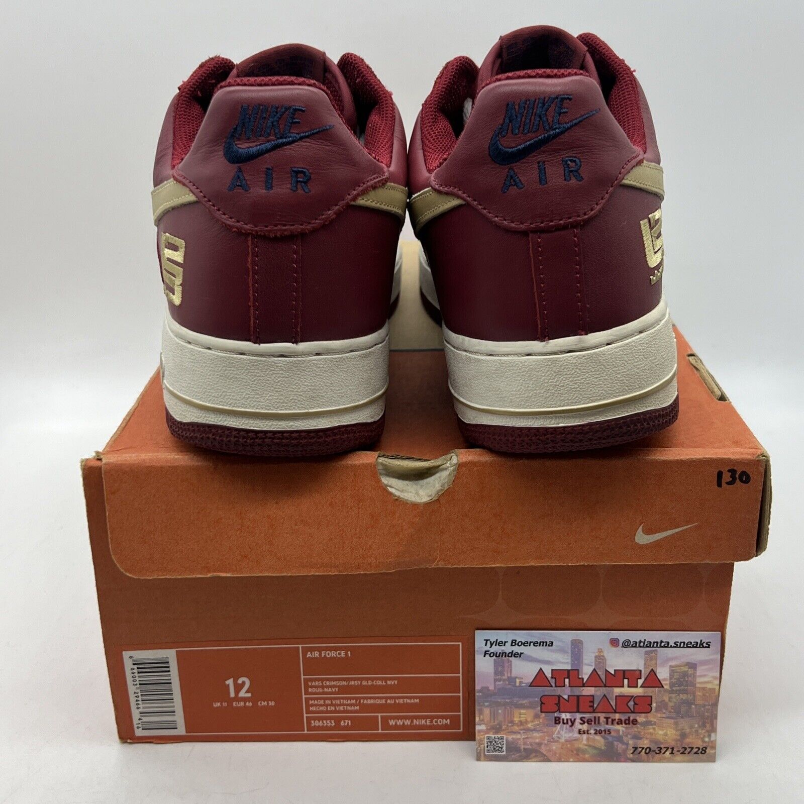 Size 12 - Nike Air Force 1 Low LeBron James White Gold Leather (306353-671)